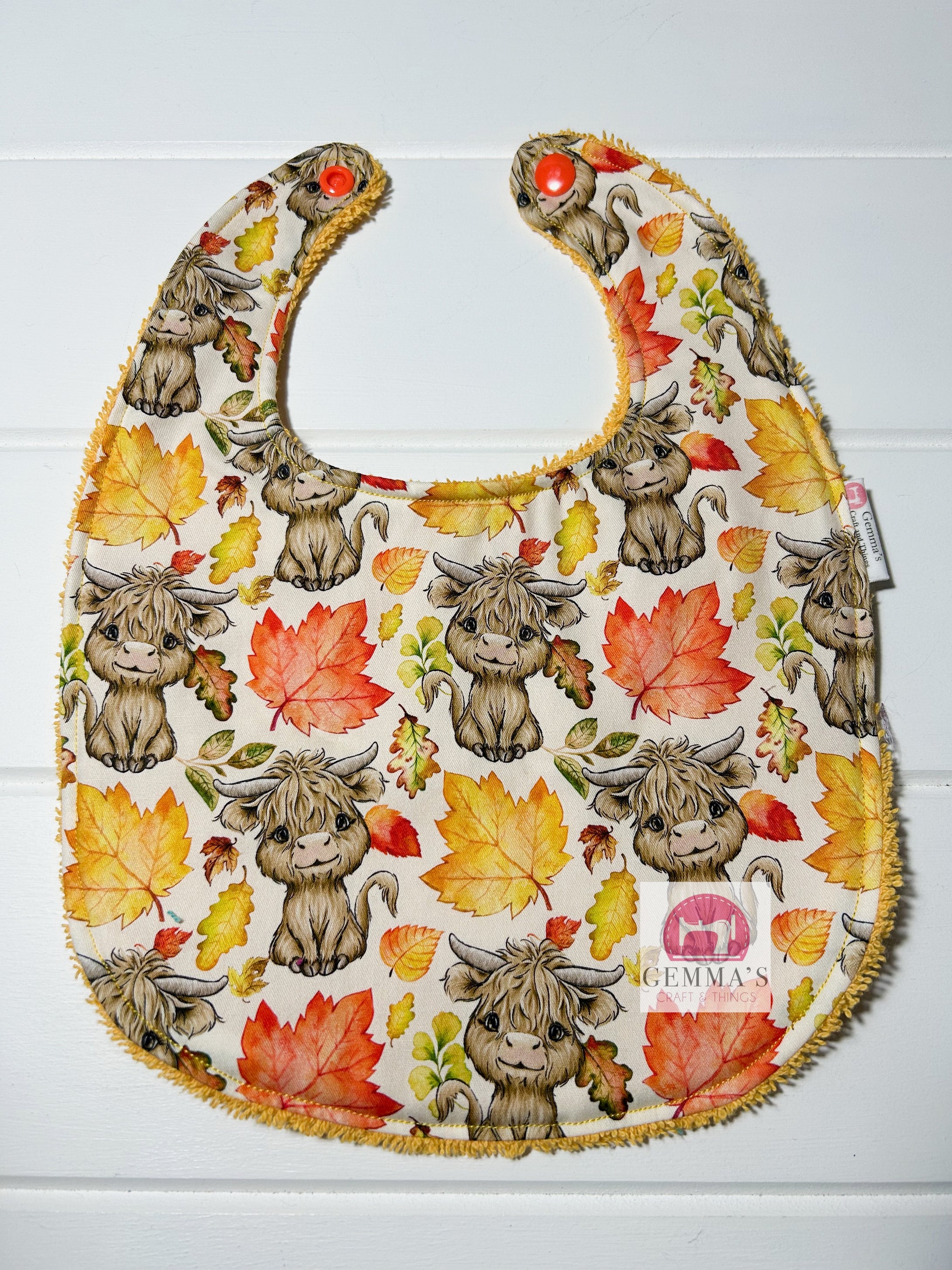 Autumn Highland Cow Feeding Bib