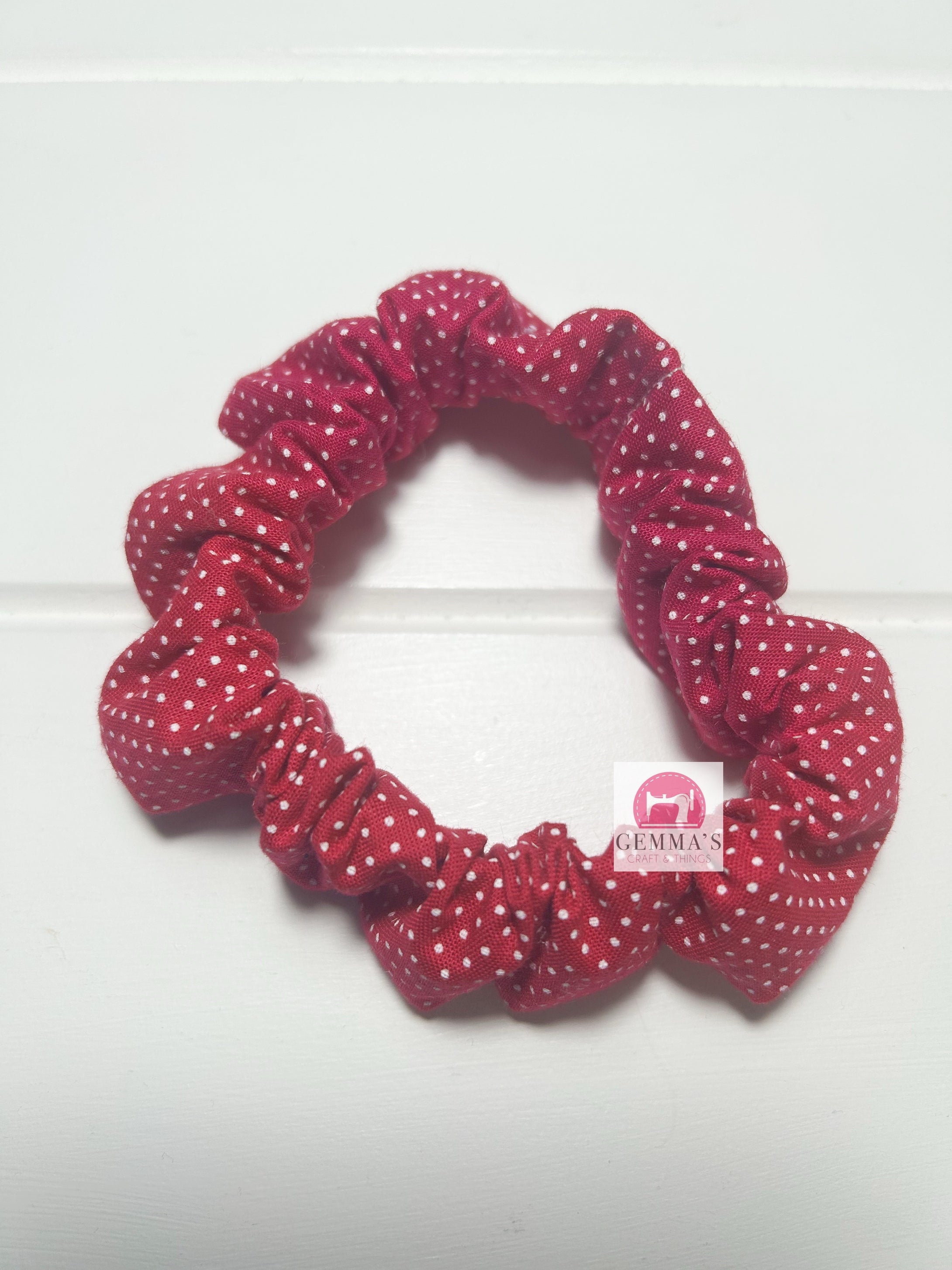 Dark Pink Polka Dot Scrunchie