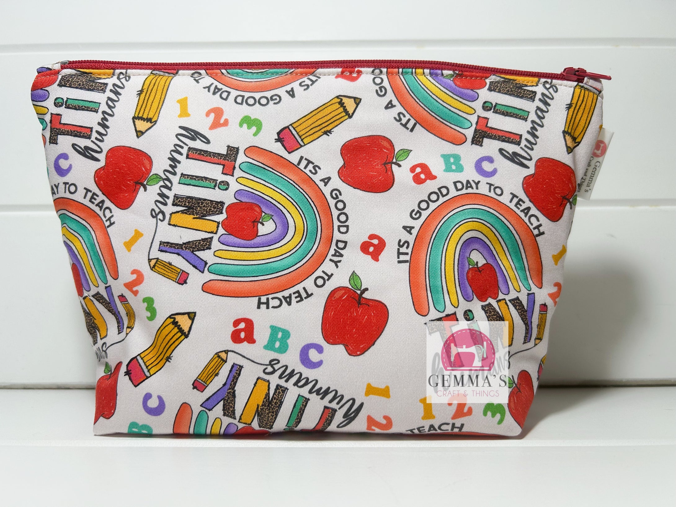 Rainbow Teacher Zip Up Pouch