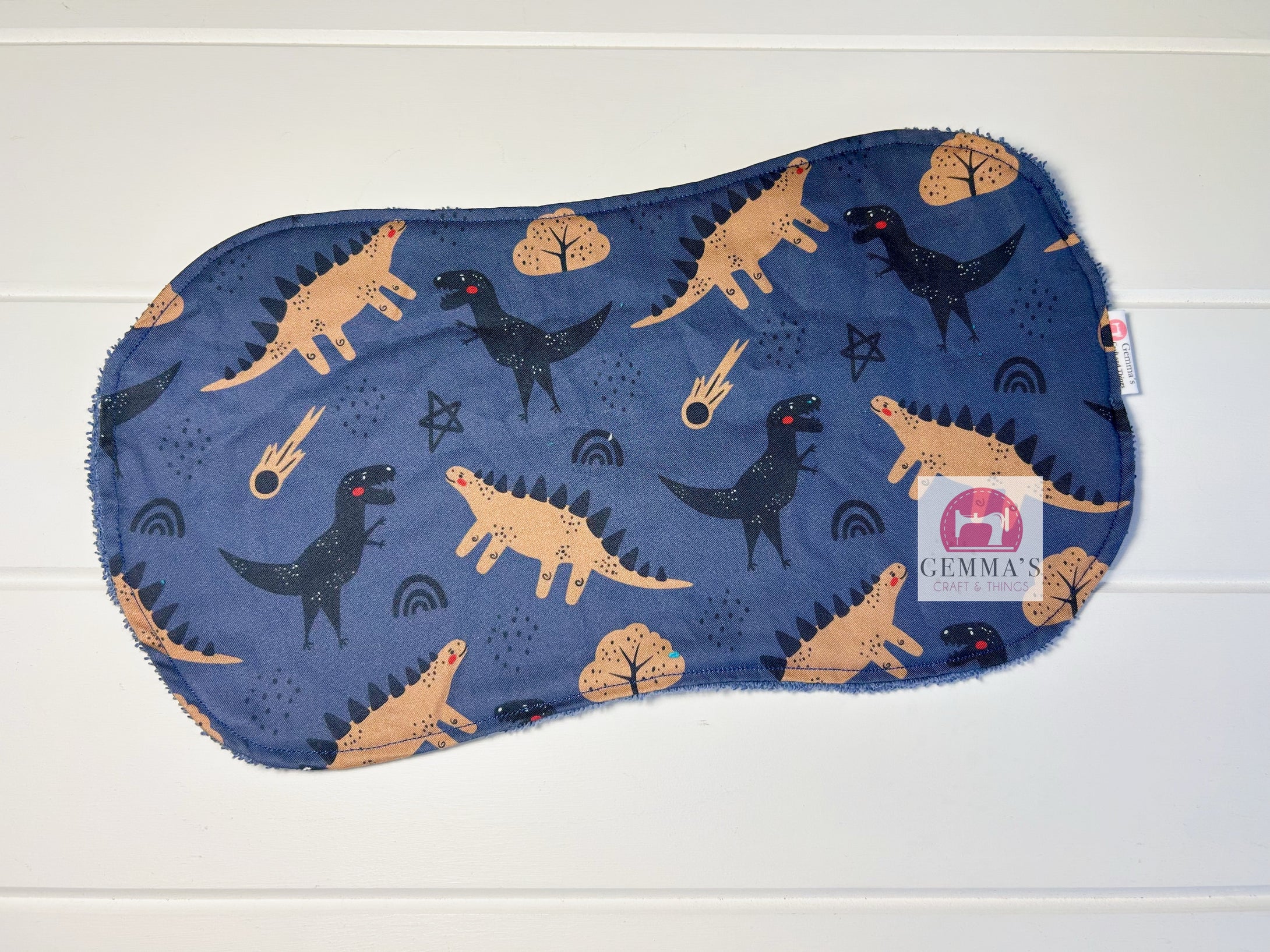 Navy Dinosaur Burp Cloth