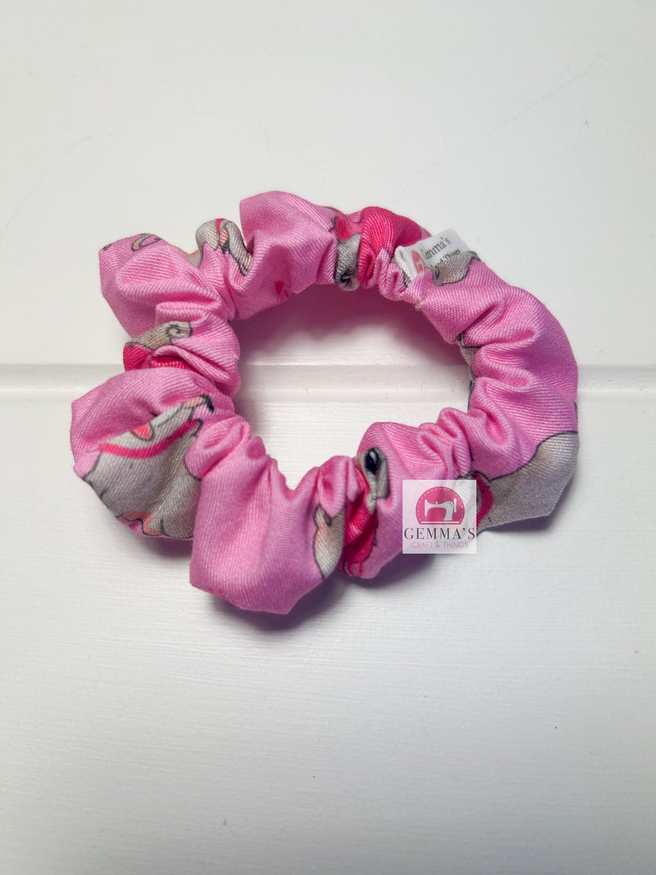 Pink Pug Mini Scrunchies