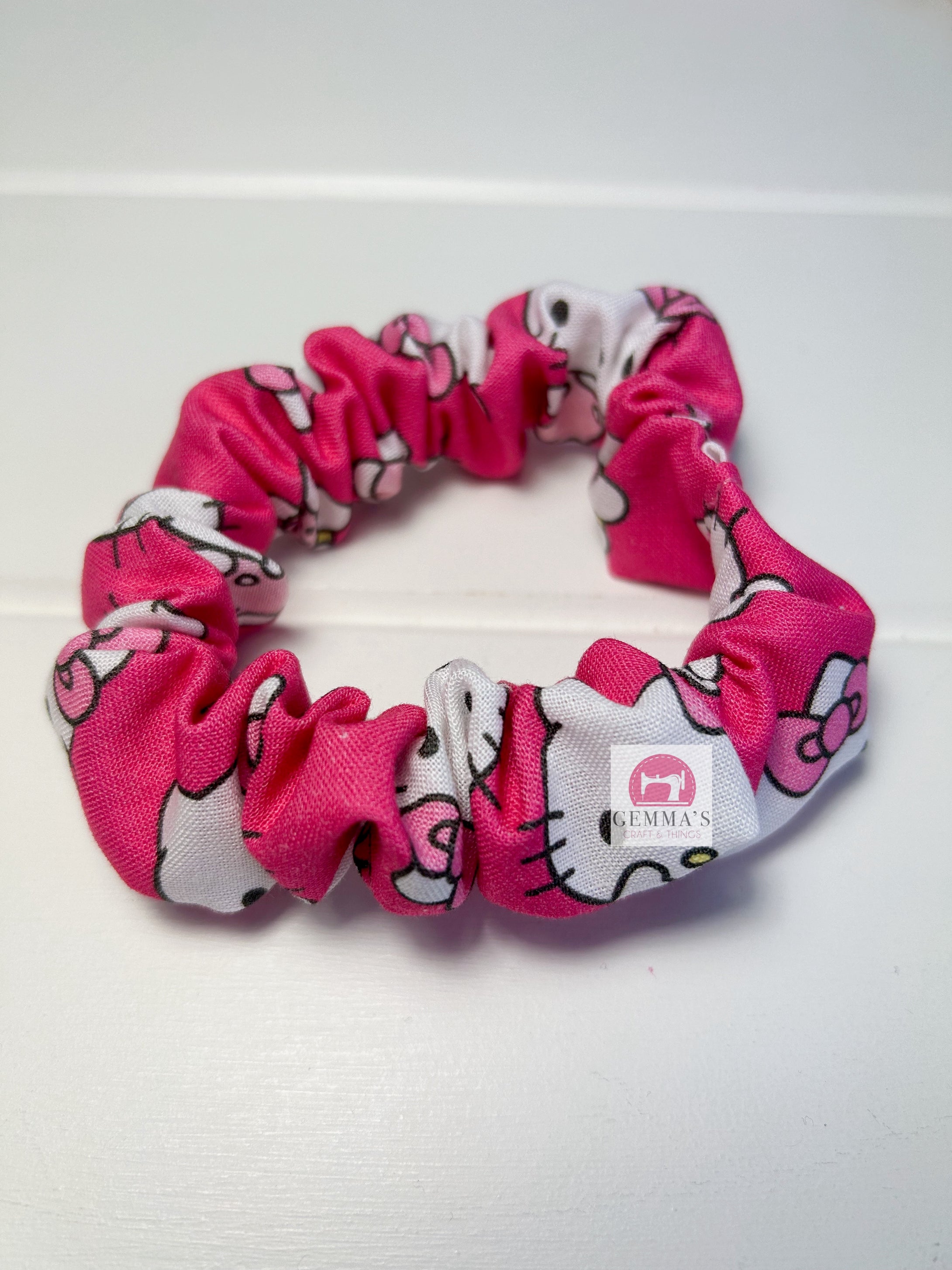 Hot Pink Kitty Scrunchie