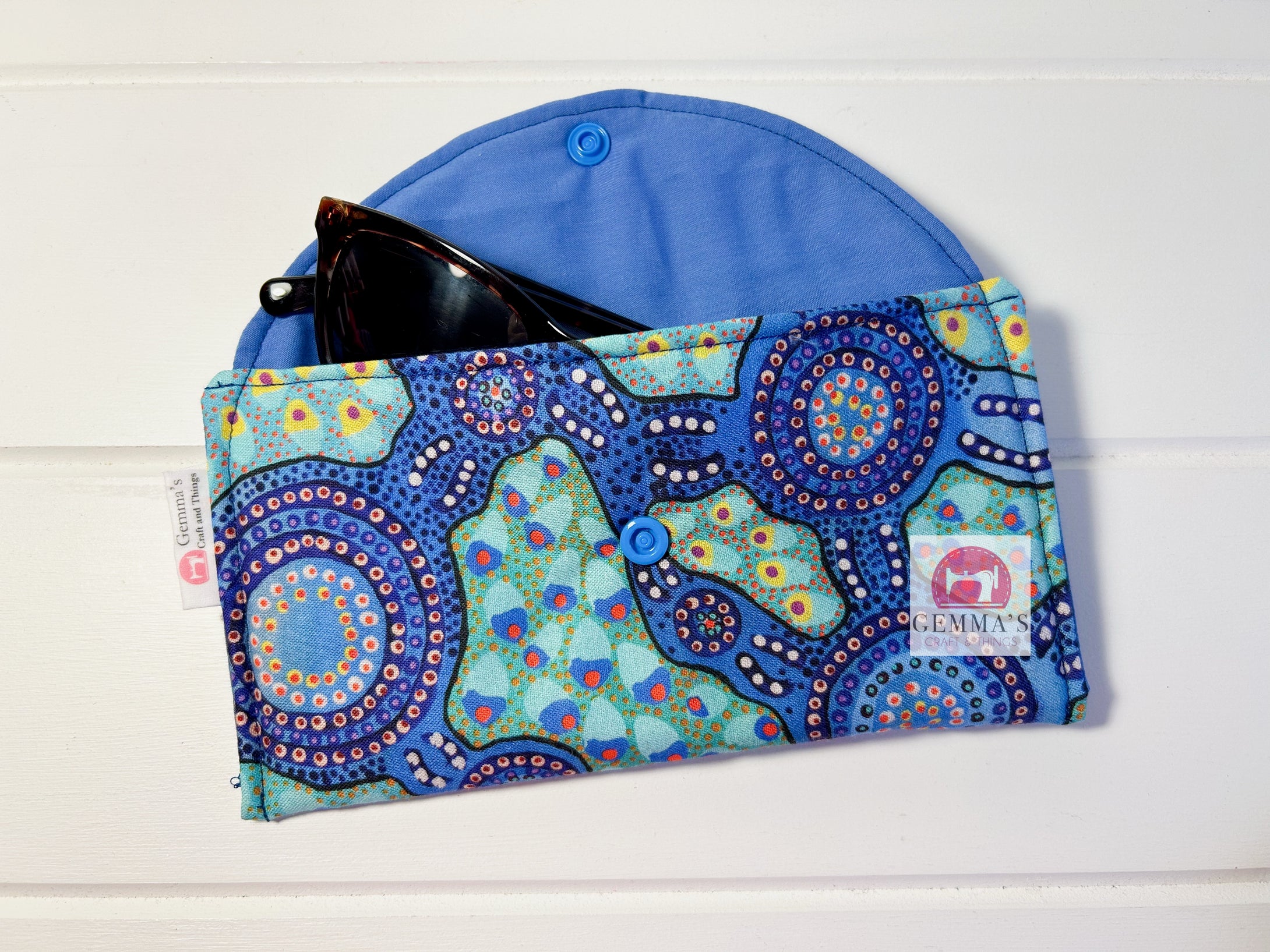 Blue Aboriginal Glasses Case