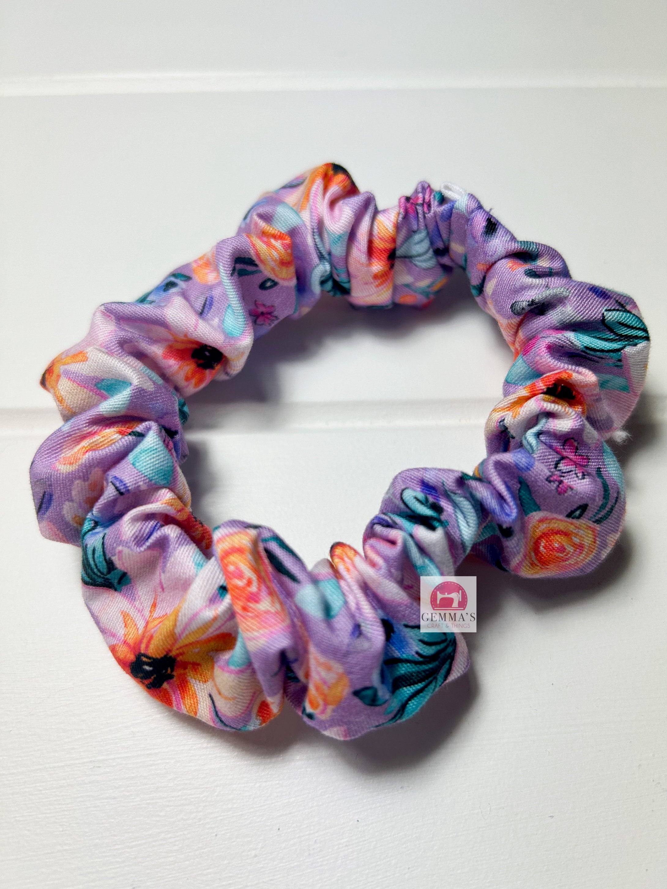 Purple Floral Scrunchie