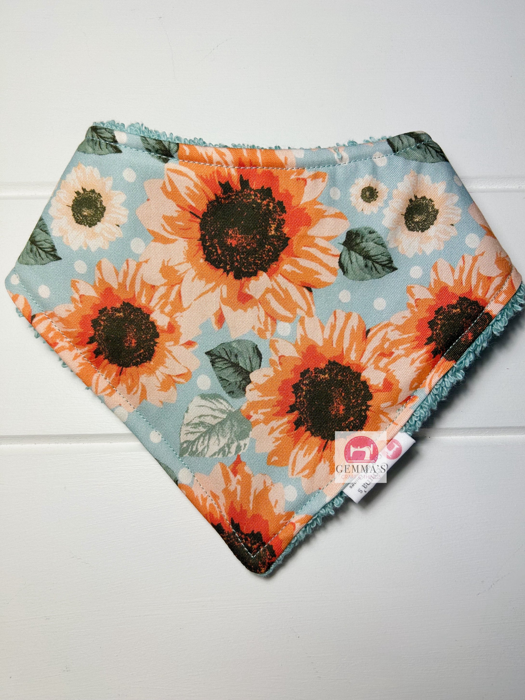 Aqua Sunflower Bandanna Bib