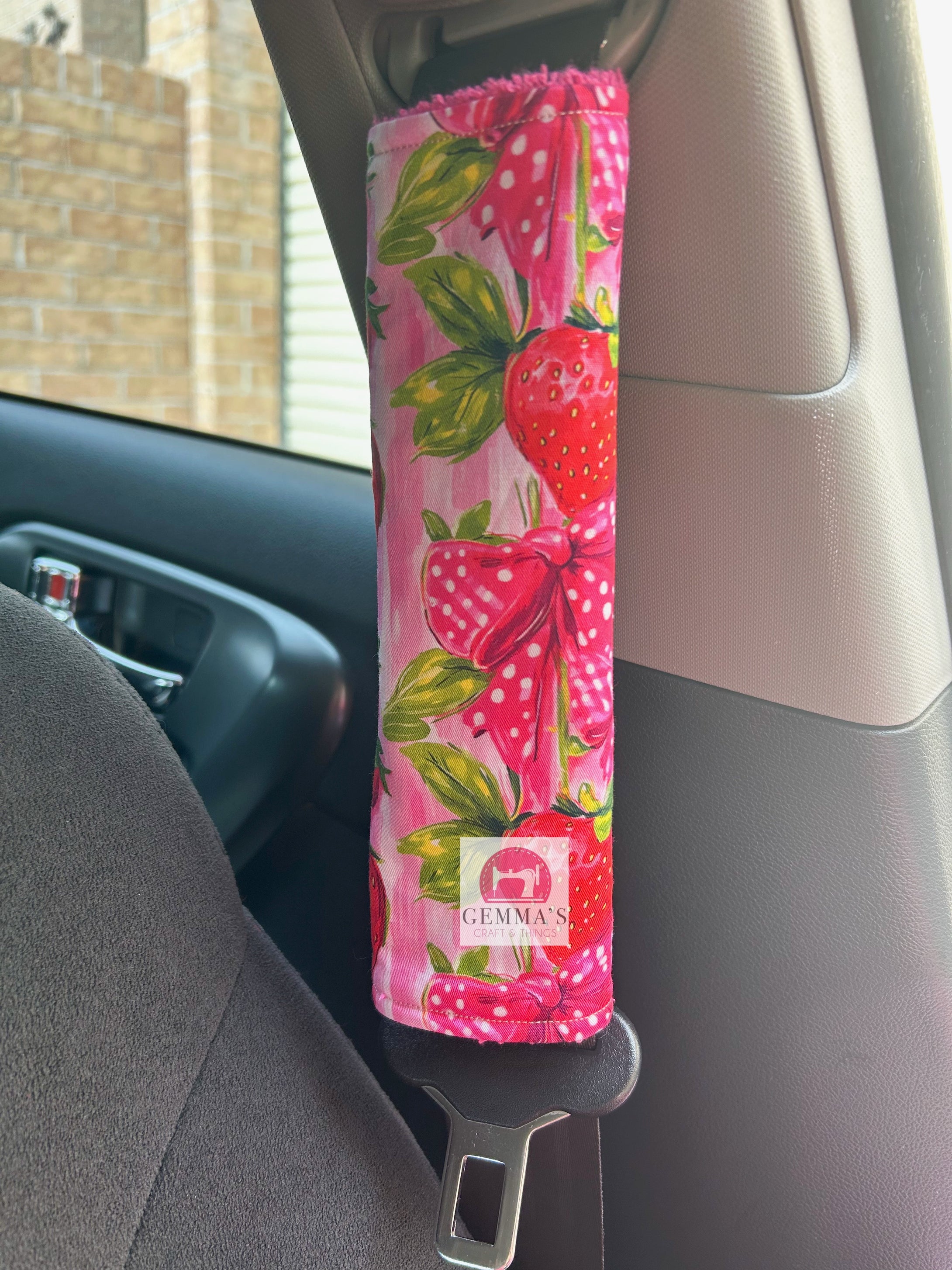 Pink Strawberry Seatbelt Cover