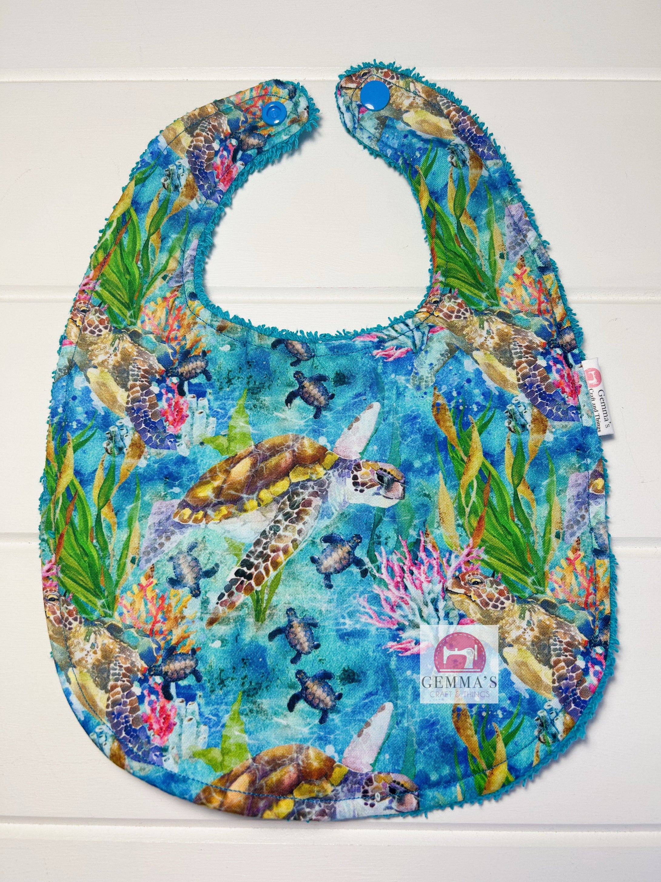 Aqua Turtle Feeding Bib