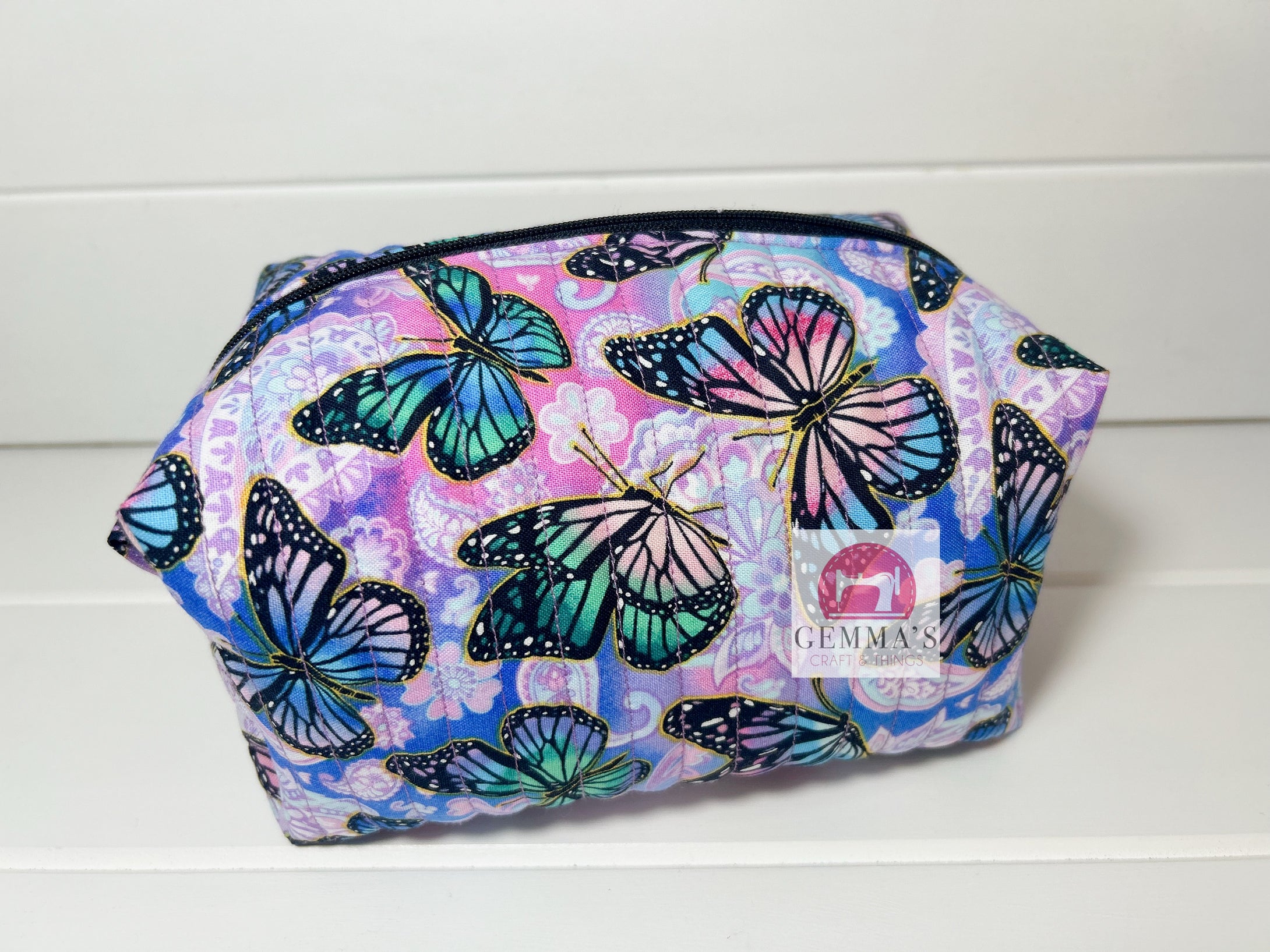 Rainbow Butterfly Quilted Pouch