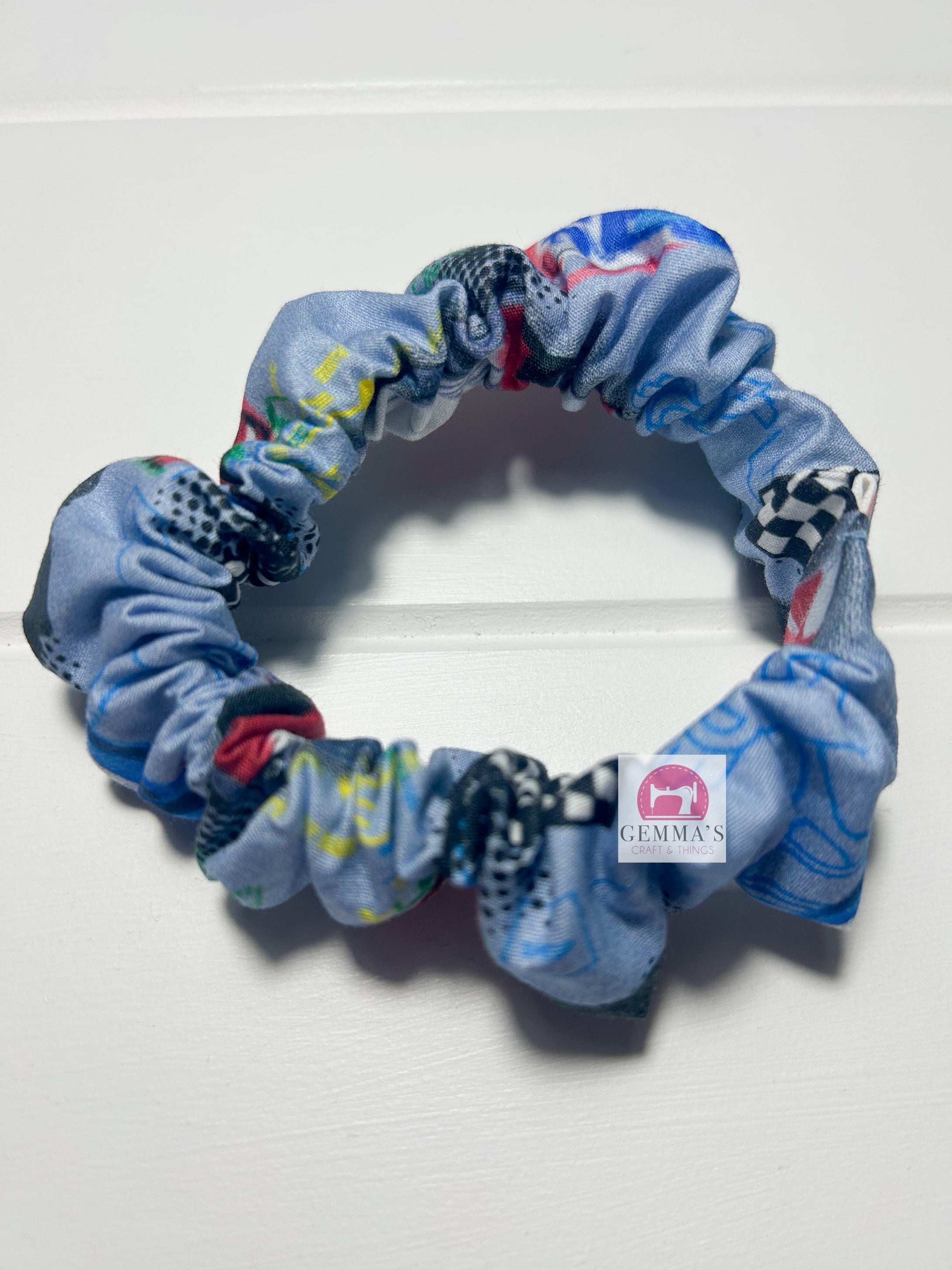 Blue Car Scrunchie