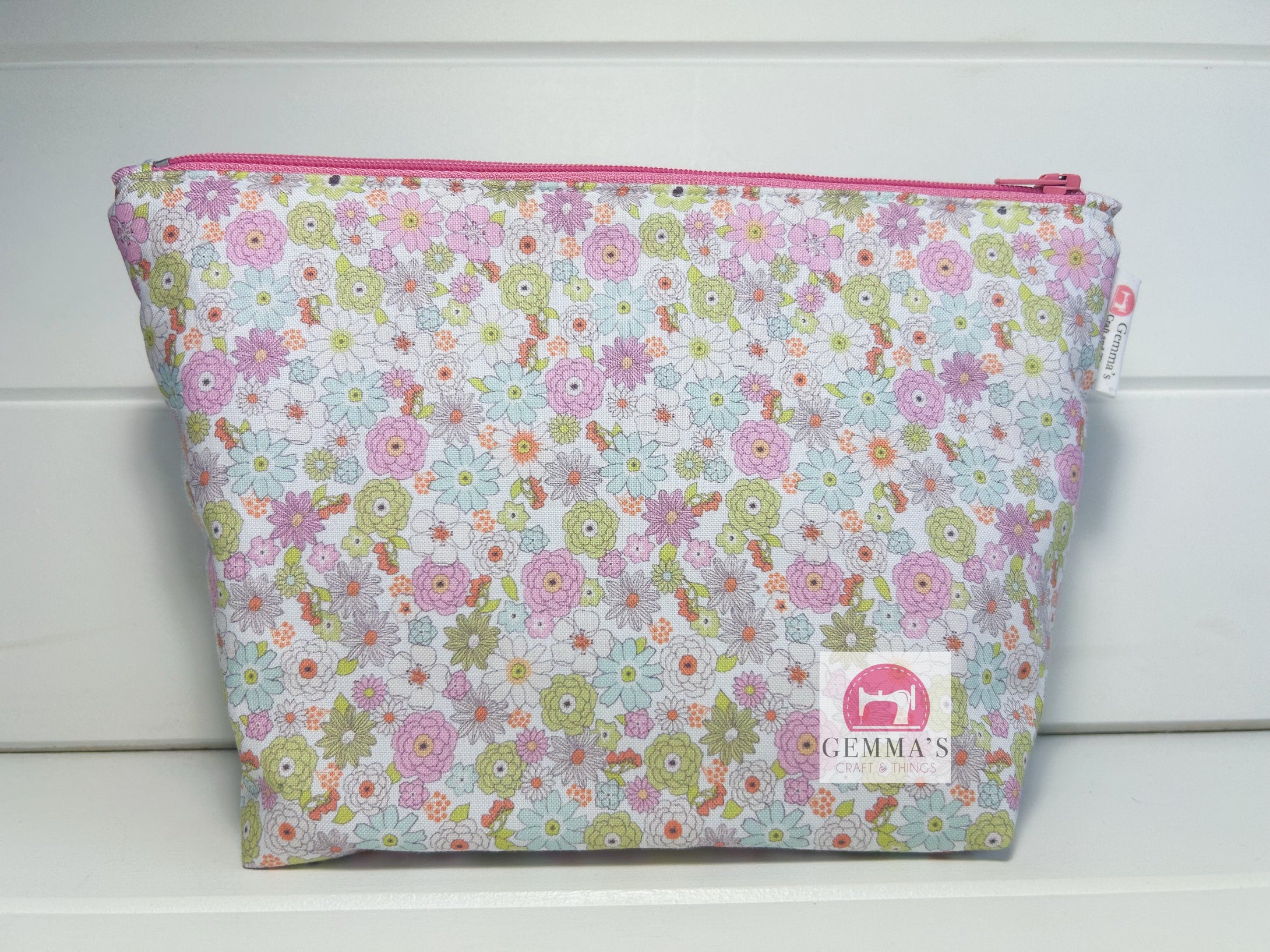 Pink Succulent Zip Up Pouch