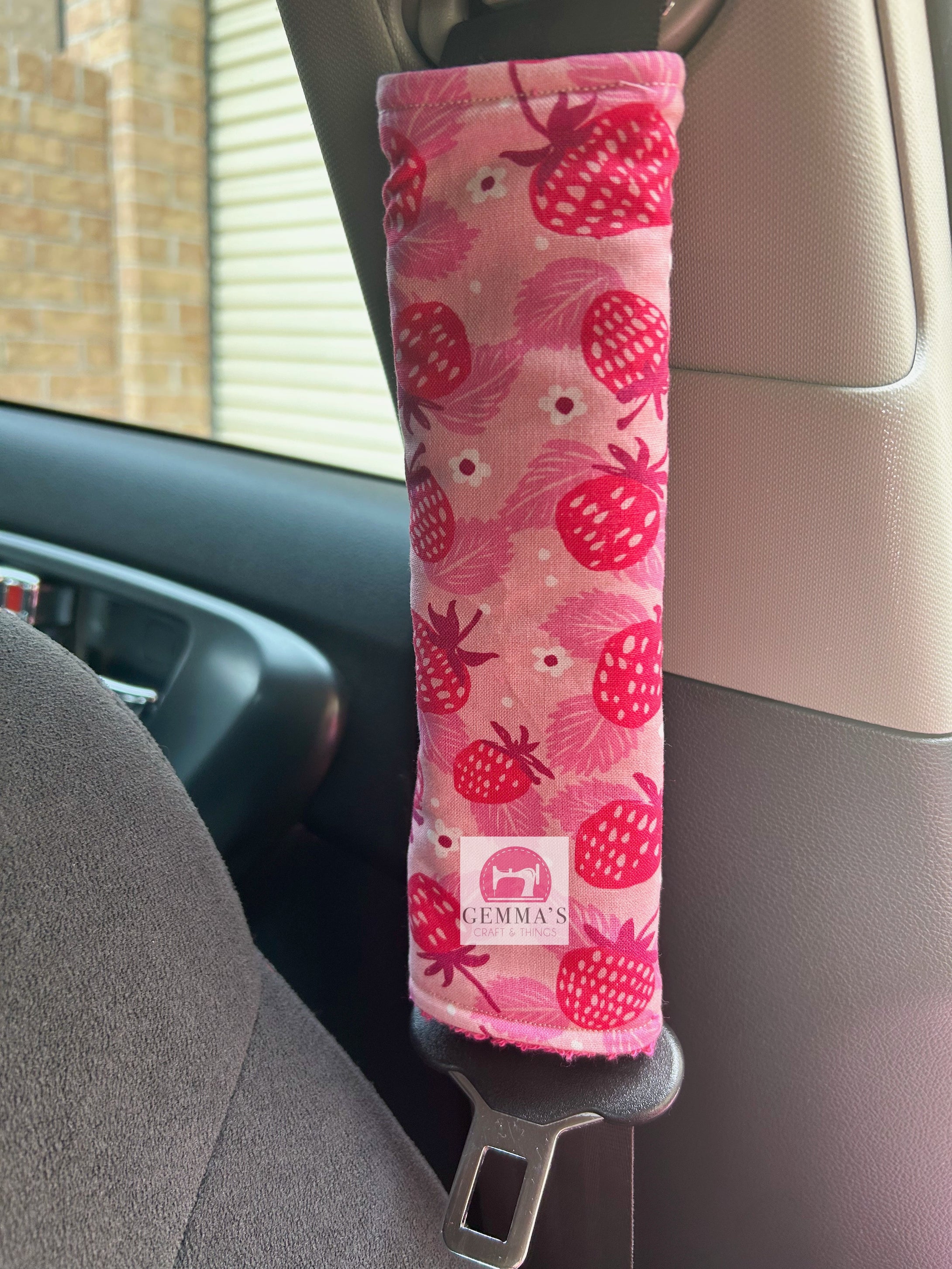 Light Pink Strawberry Seatbelt Cover