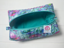 Load image into Gallery viewer, Aqua Floral Quilted Pouch
