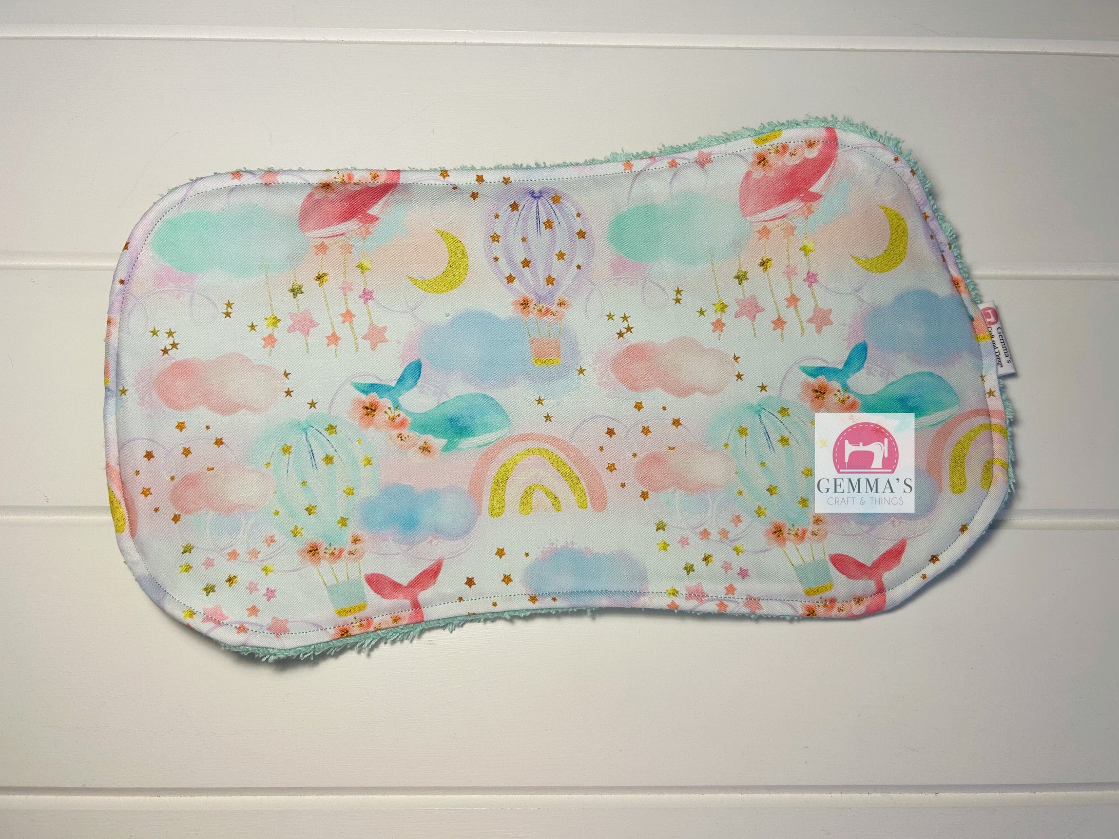 Mint Whale Burp Cloth