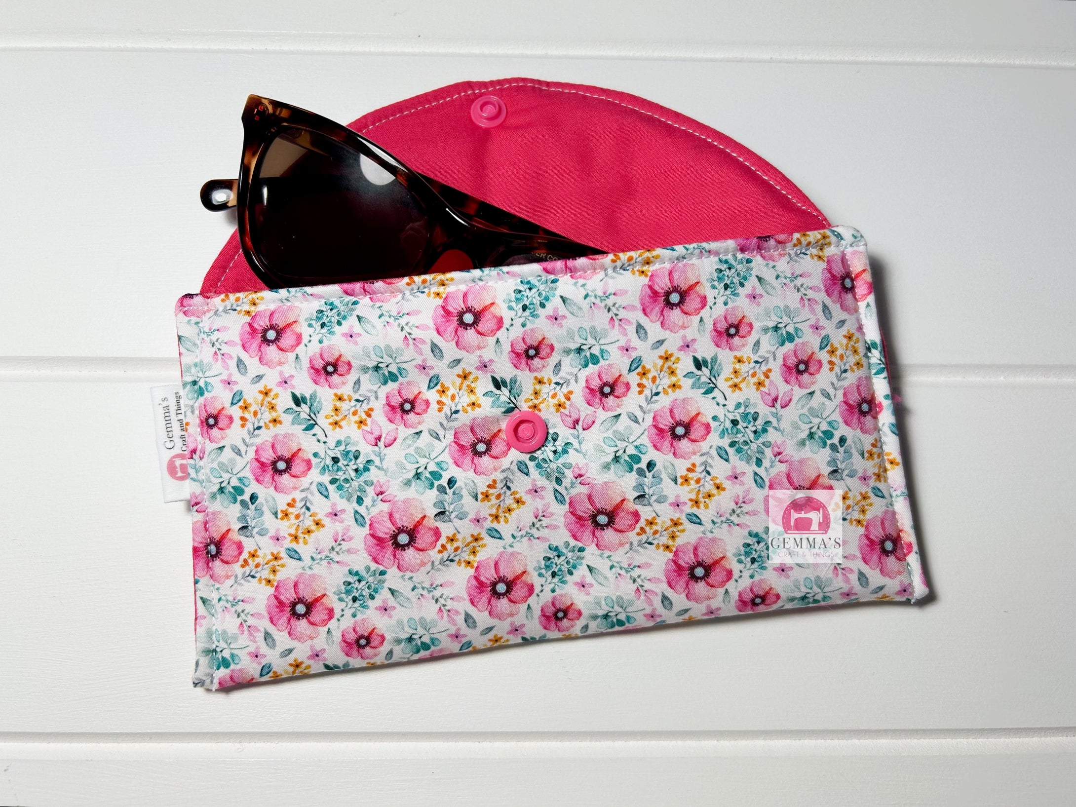 Pink Floral Glasses Case