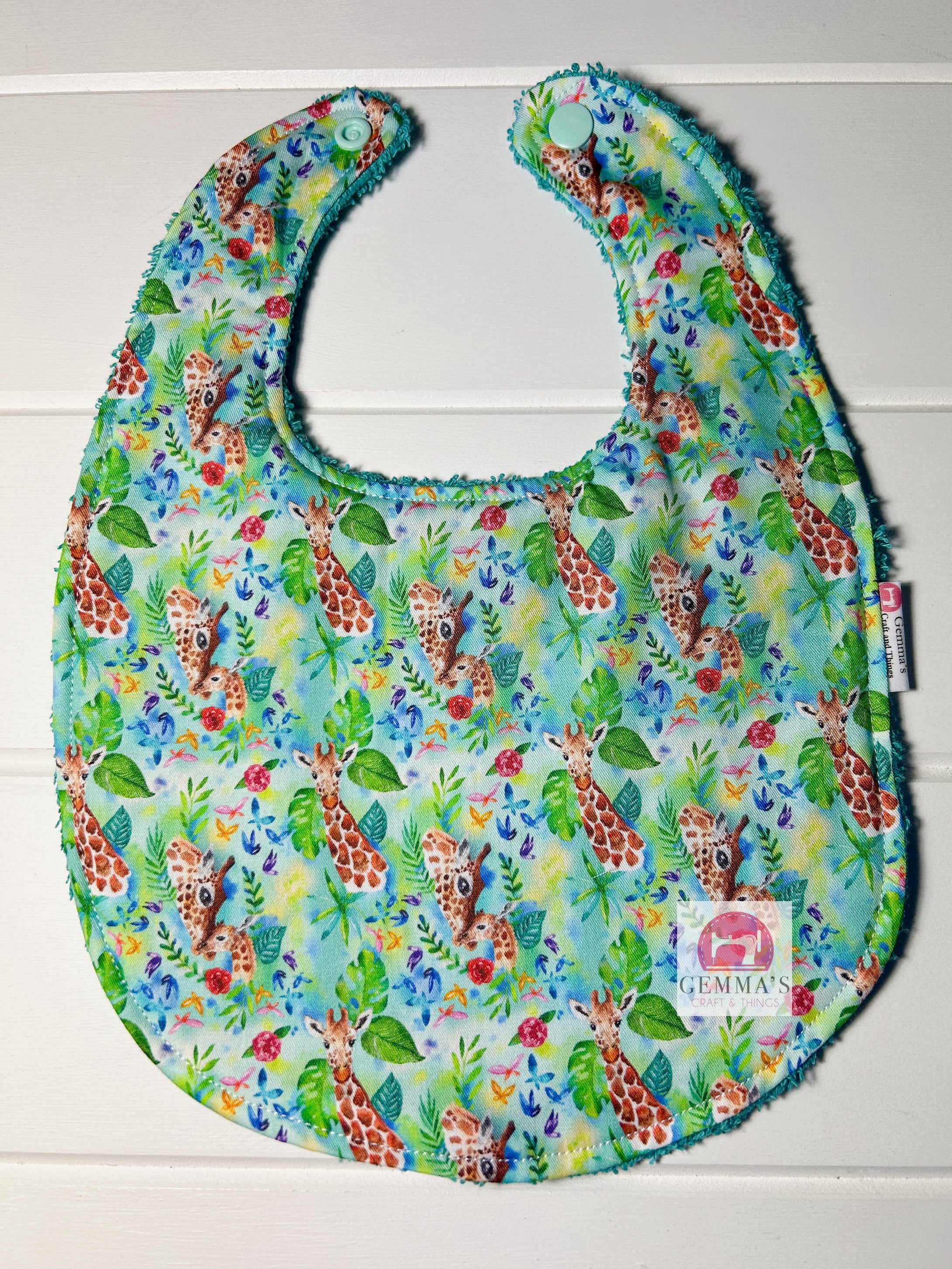 Aqua Giraffe Feeding Bib