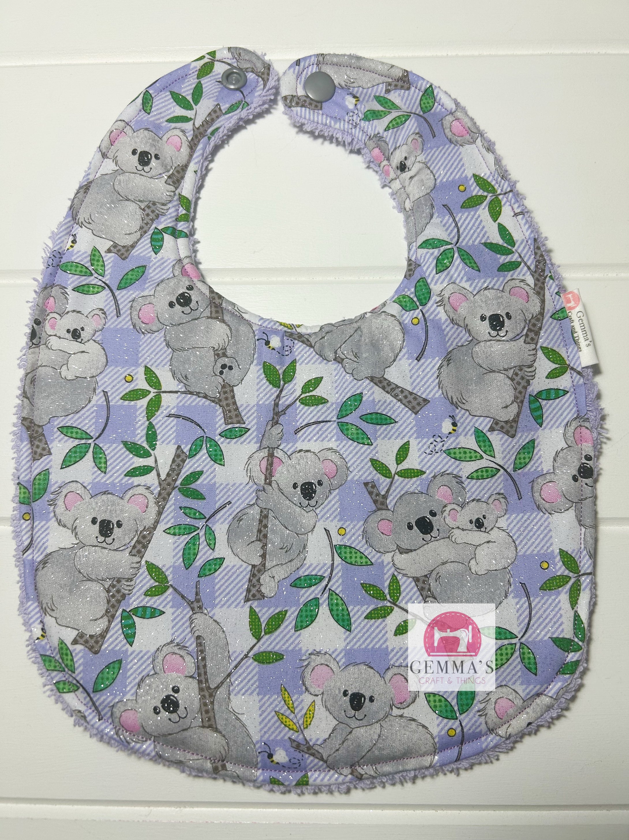 Glitter Koala Feeding Bib