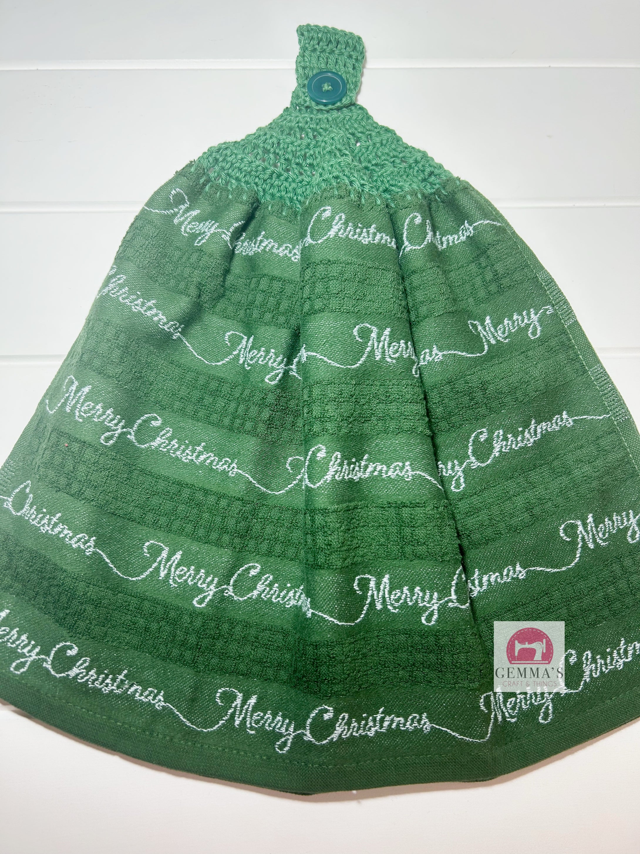 Green Merry Christmas Tea Towel