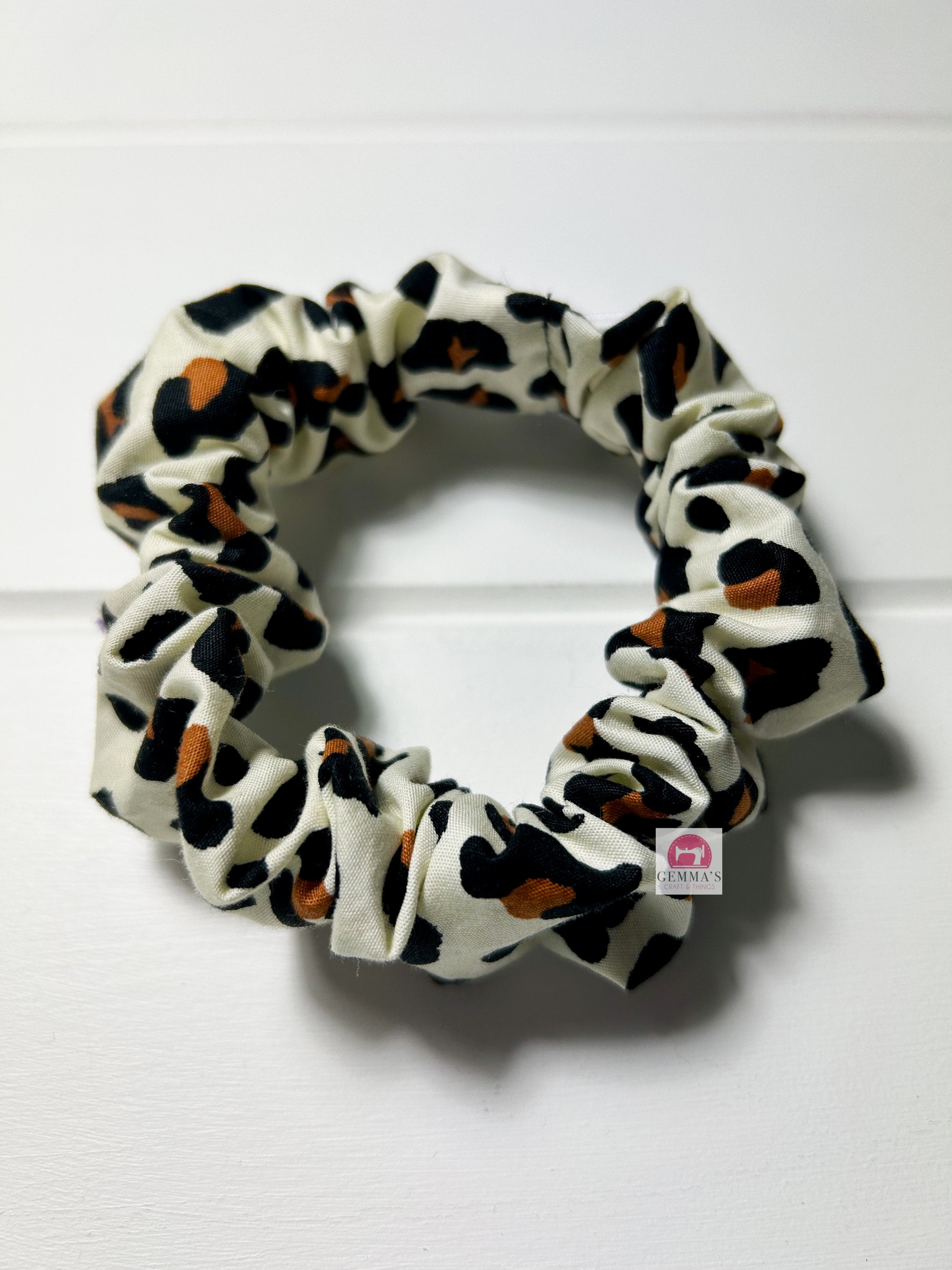 Cream Leopard Print Scrunchie