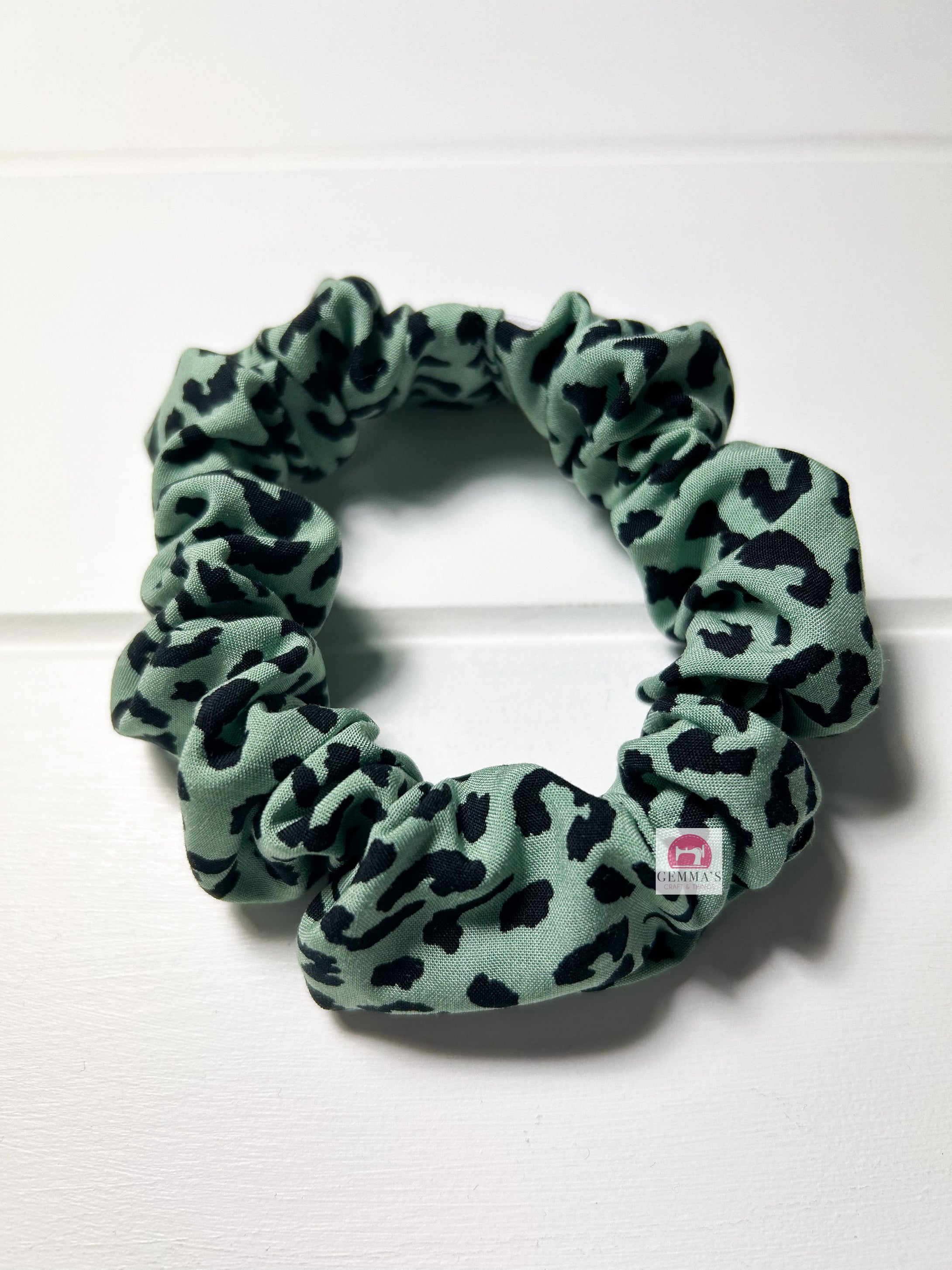 Green Leopard Print Scrunchie