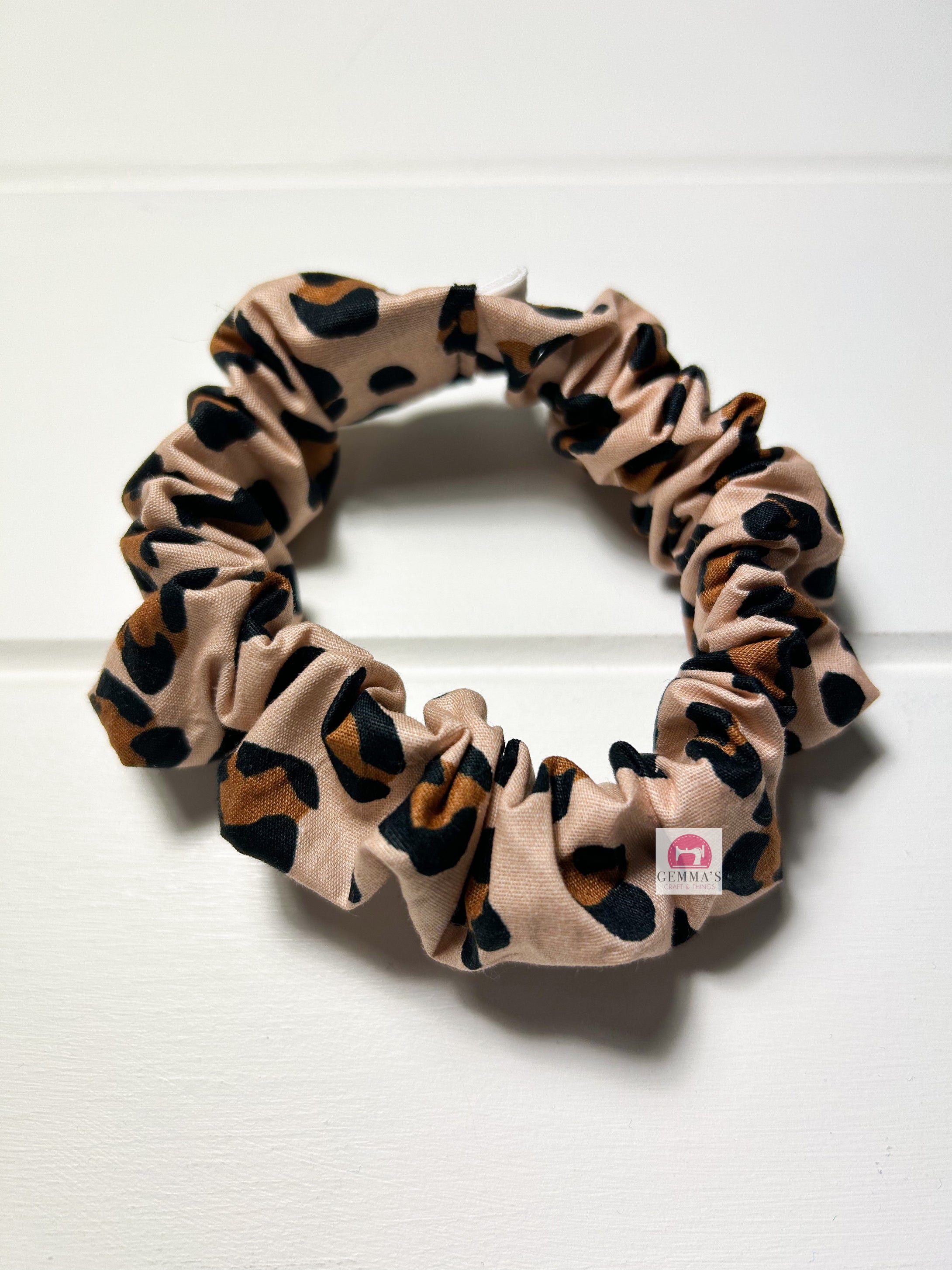 Brown Spotty Leopard Print Scrunchie