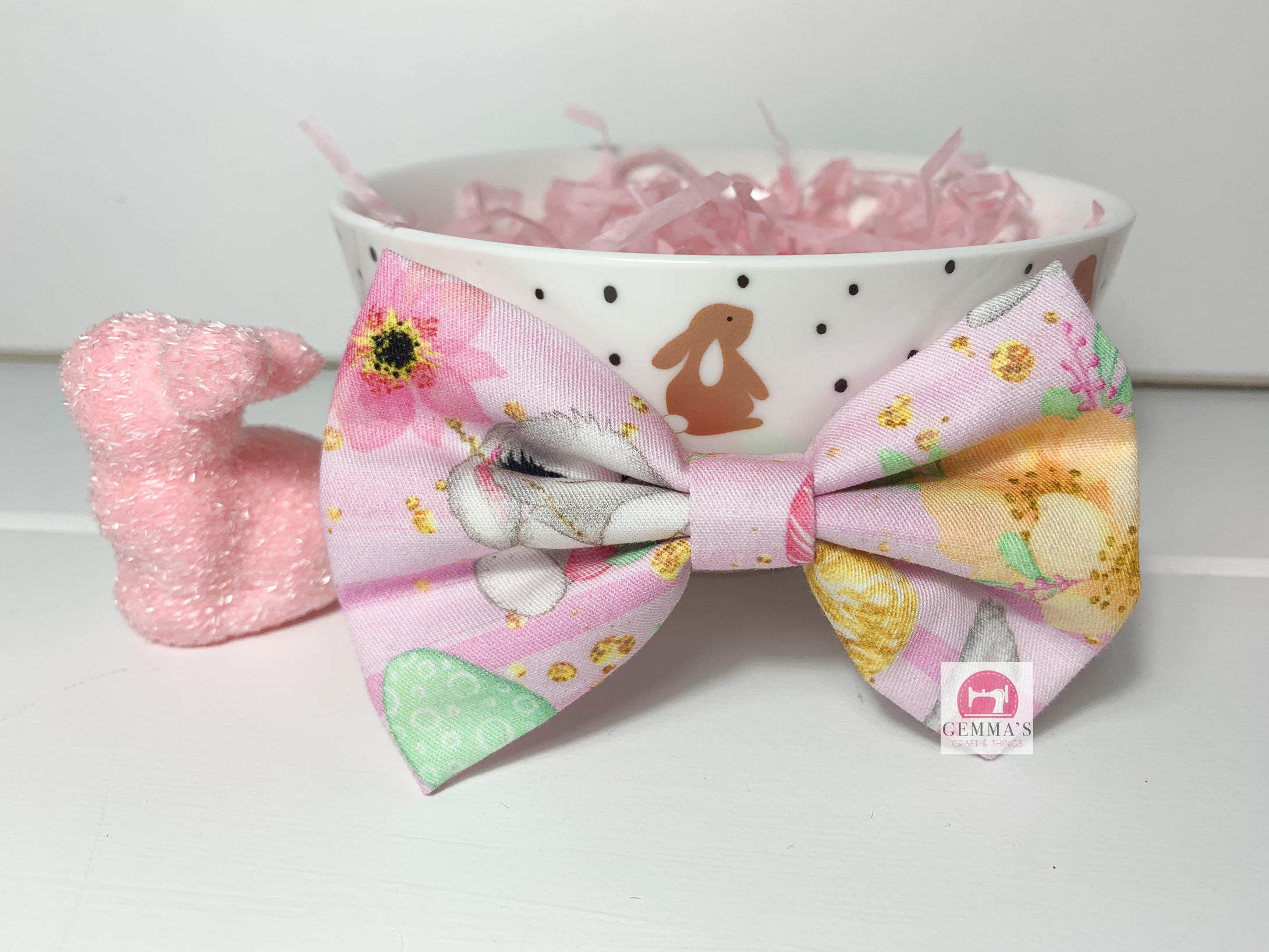 Stripe Bunnies Medium Easter Bow