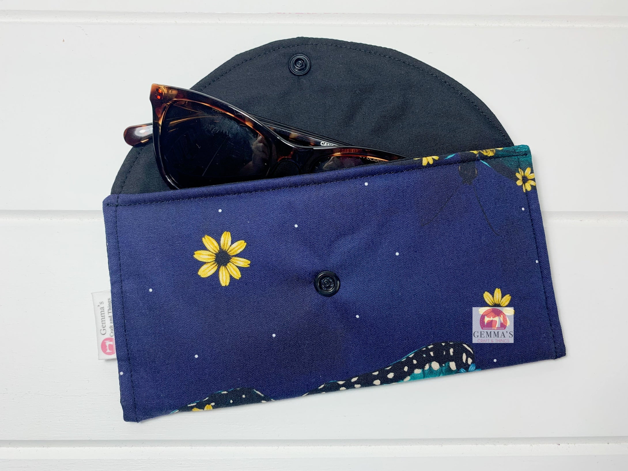 Navy Butterfly Glasses Case