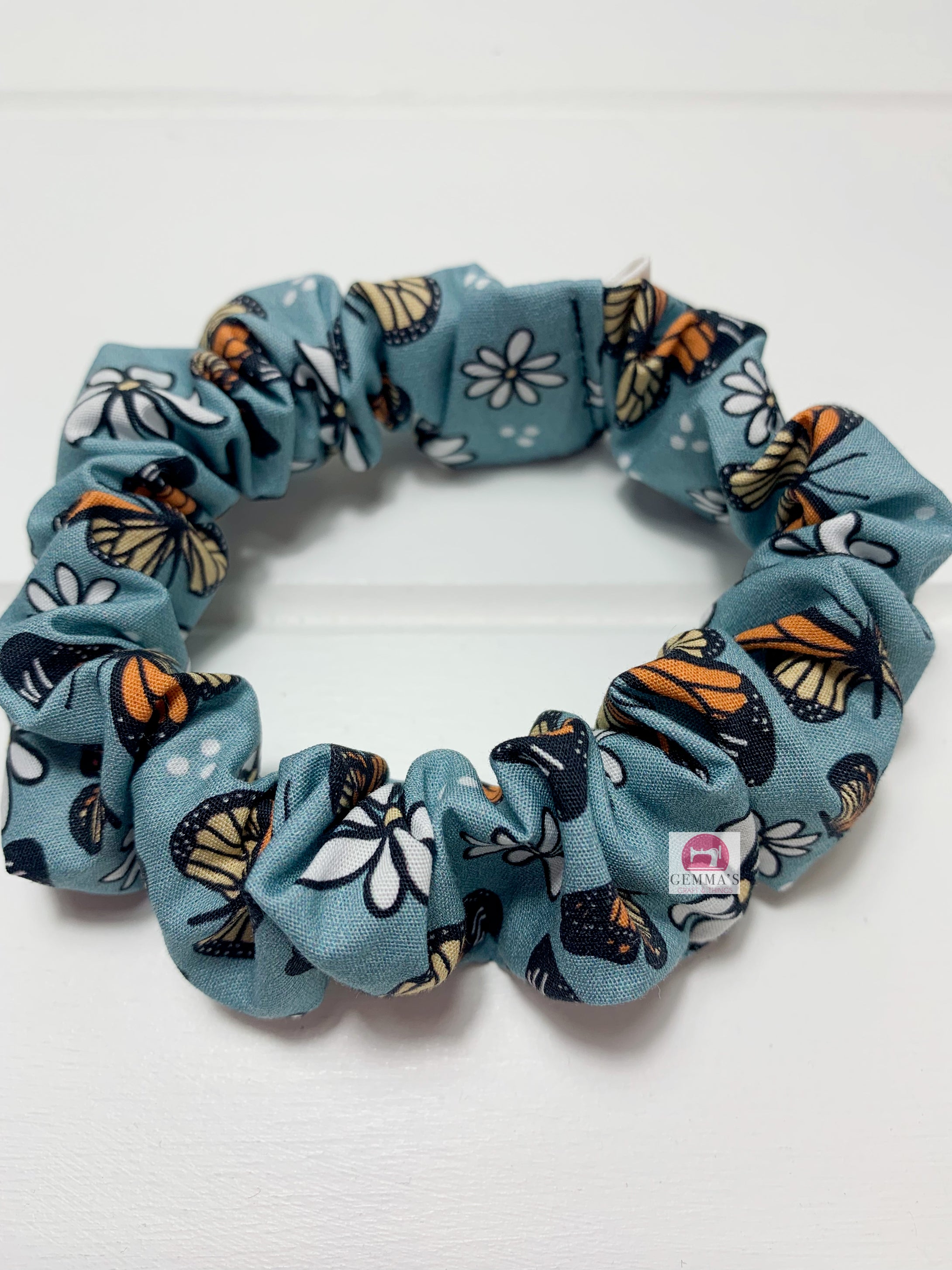 Aqua Butterfly Scrunchie