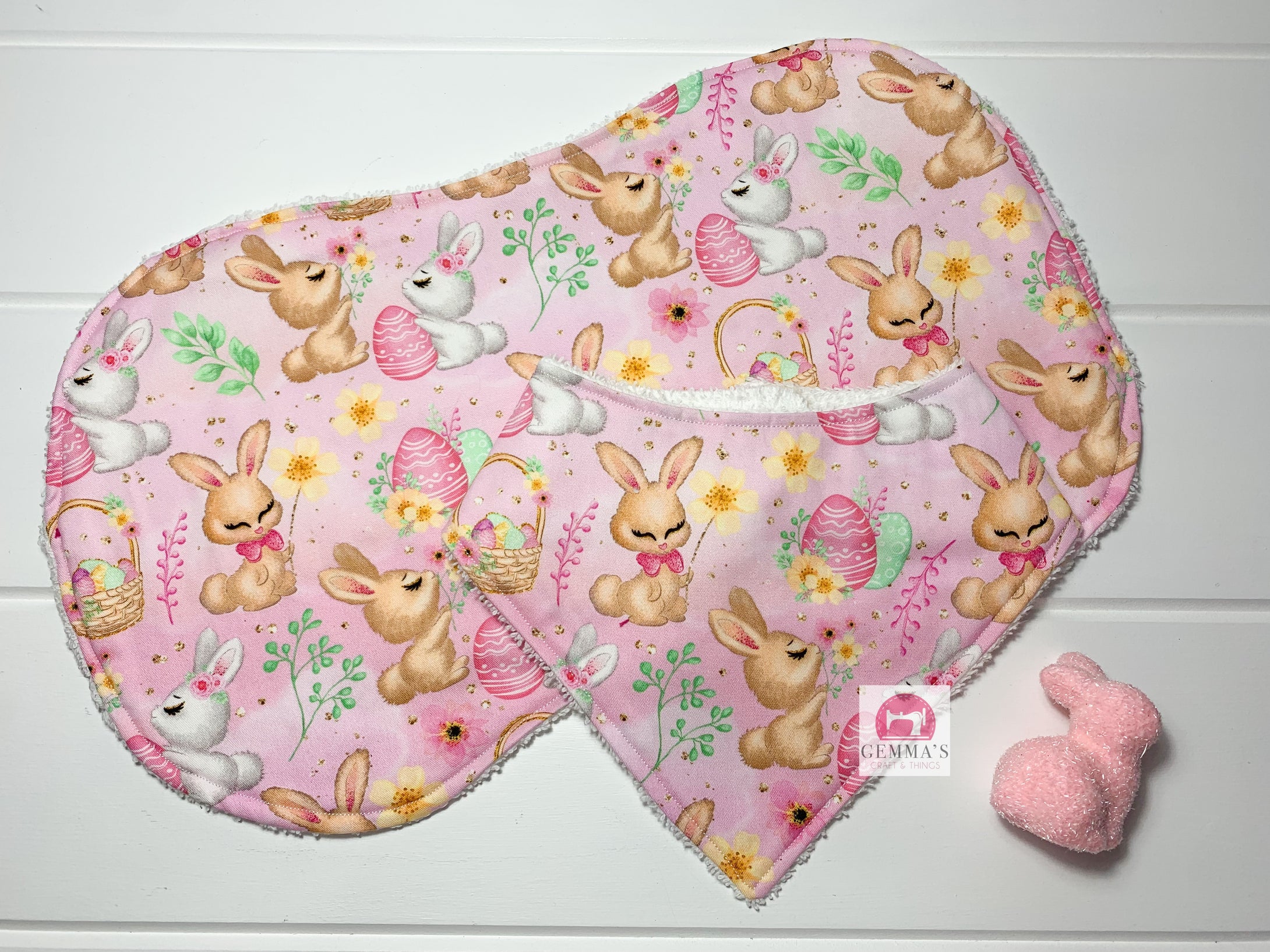 Pink Bunnie Bib and Burp Cloth Set 🐣