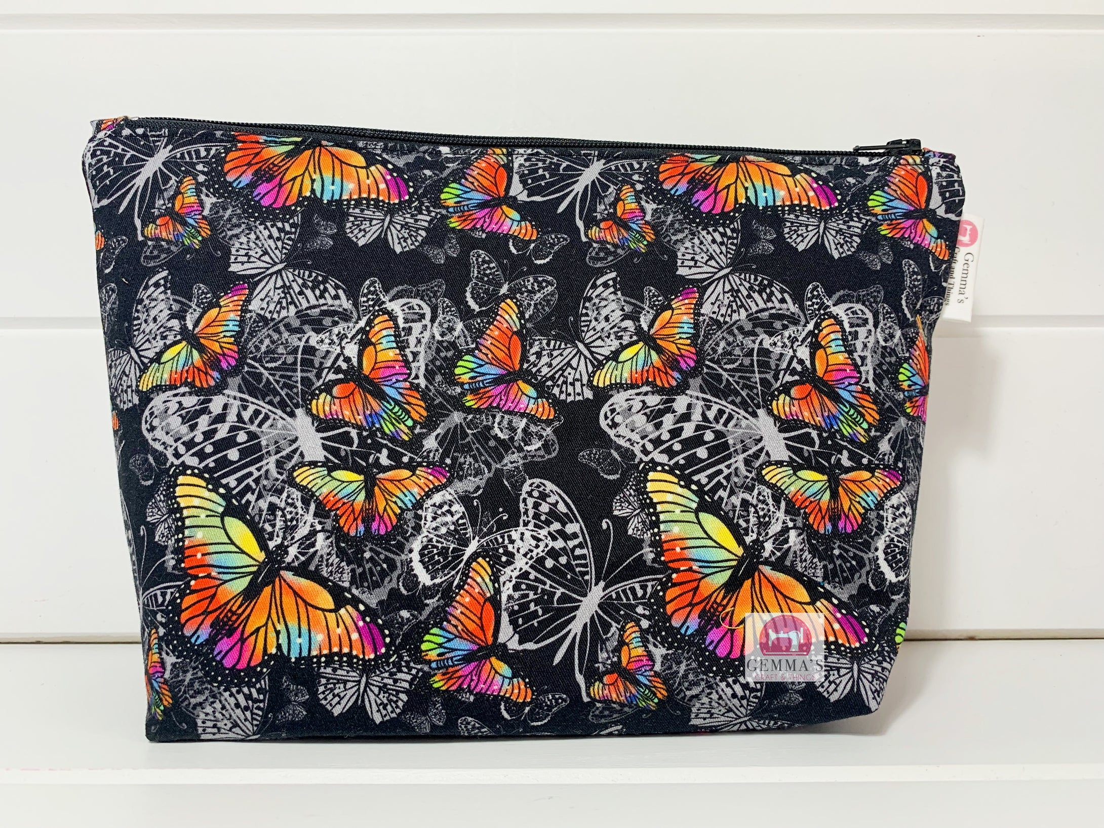 Black Butterfly Zip Up Pouch