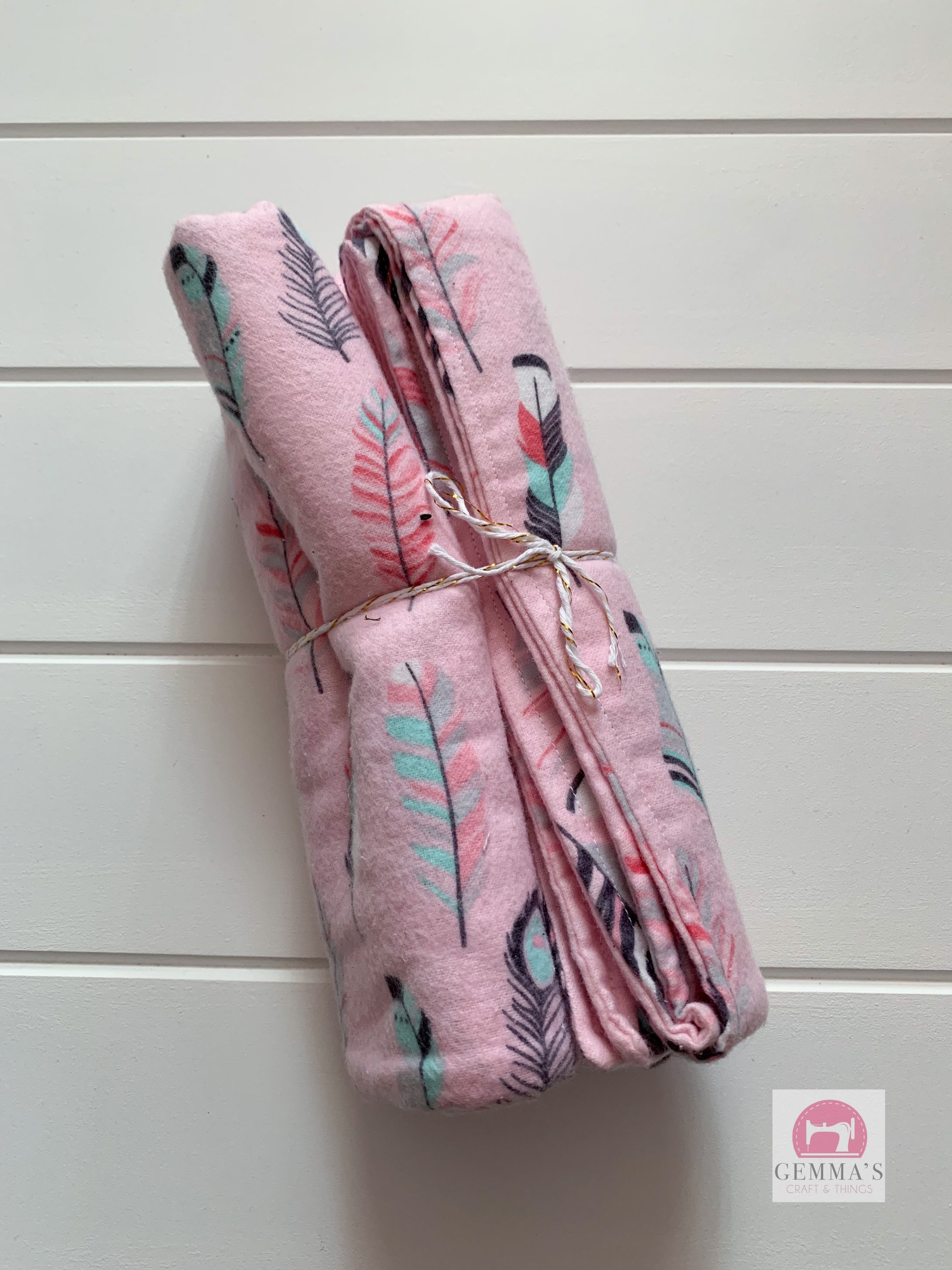 Pink Feather Flannelette Blanket