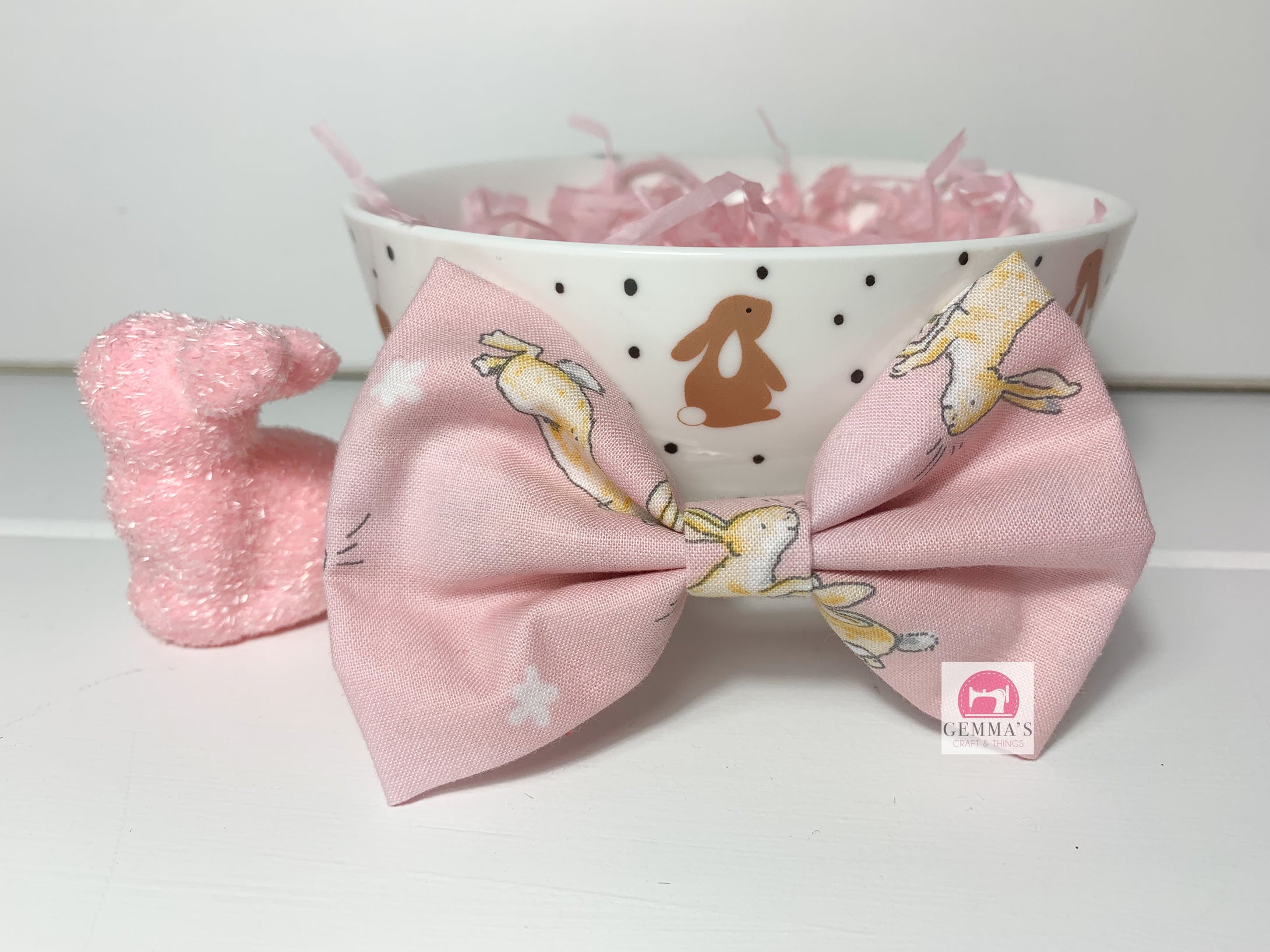 Pink Rabbits Medium Easter Bow