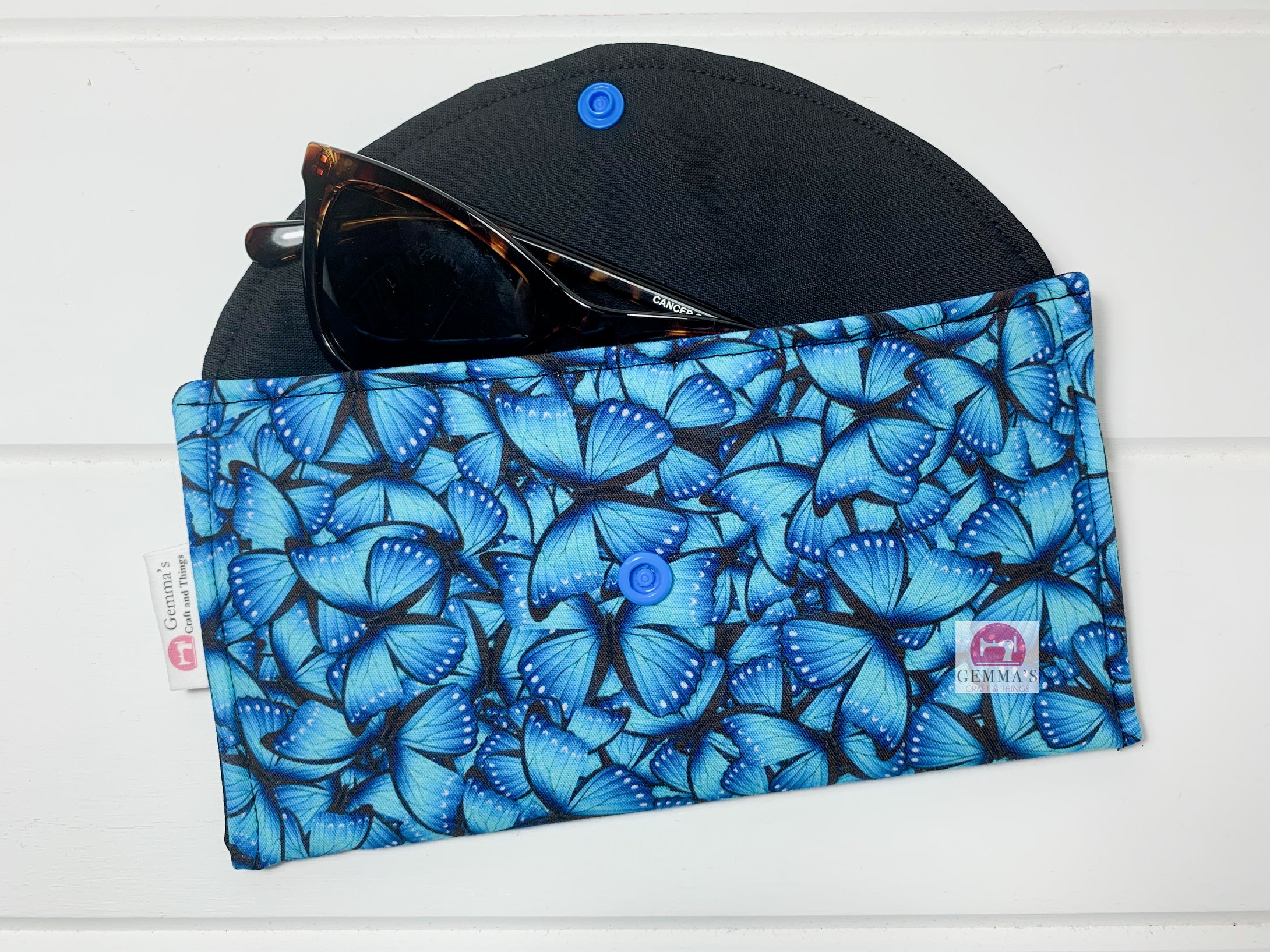 Blue Butterfly Glasses Case