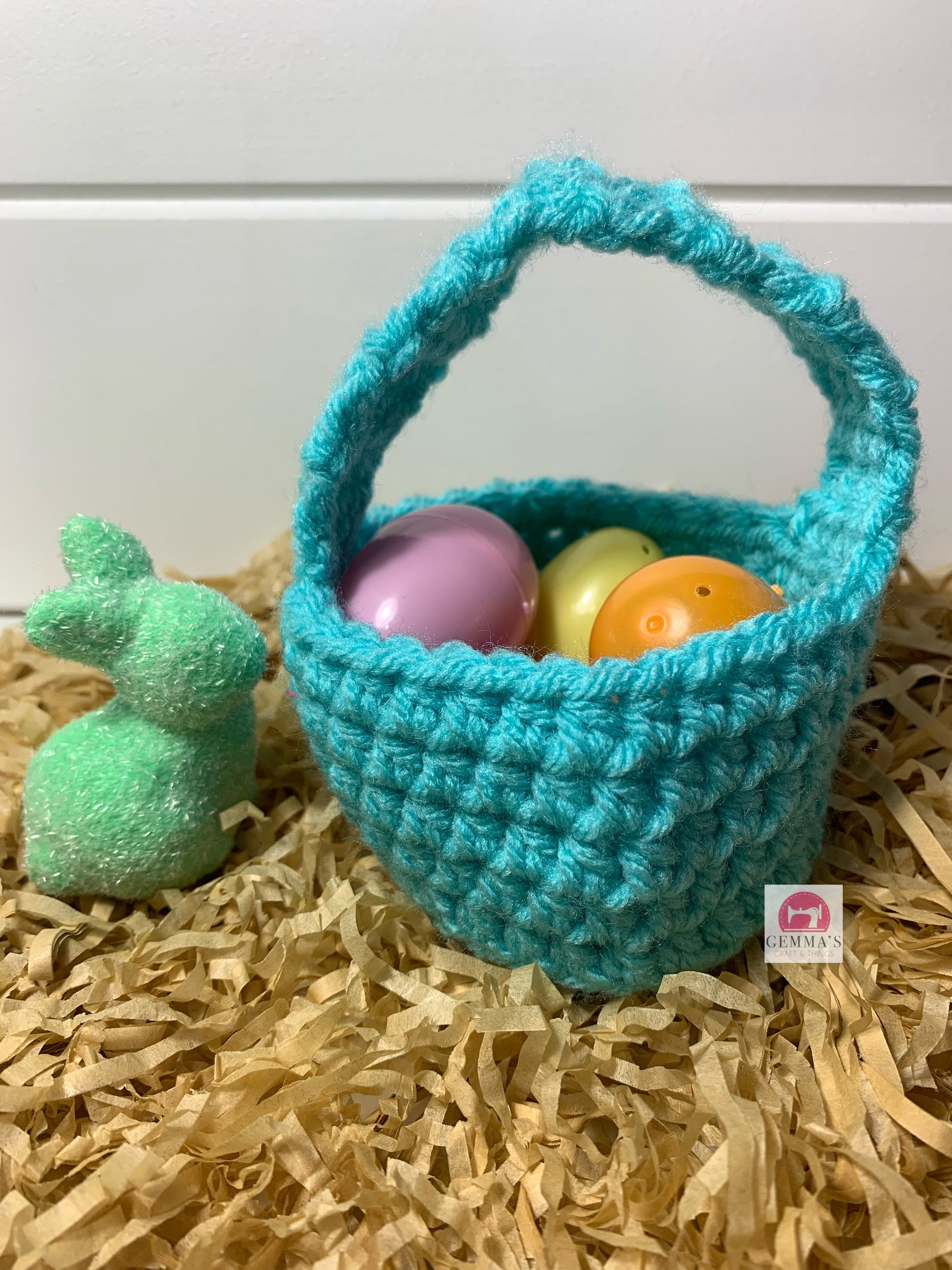 Aqua Crochet Easter Basket