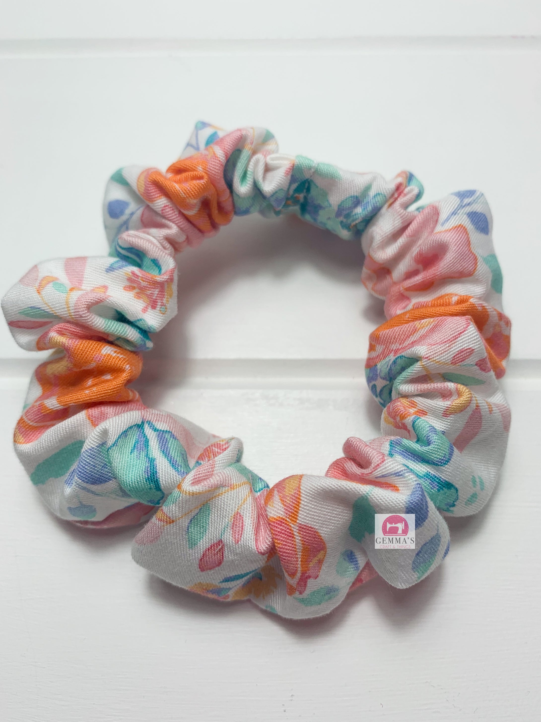 Orange Floral Scrunchie