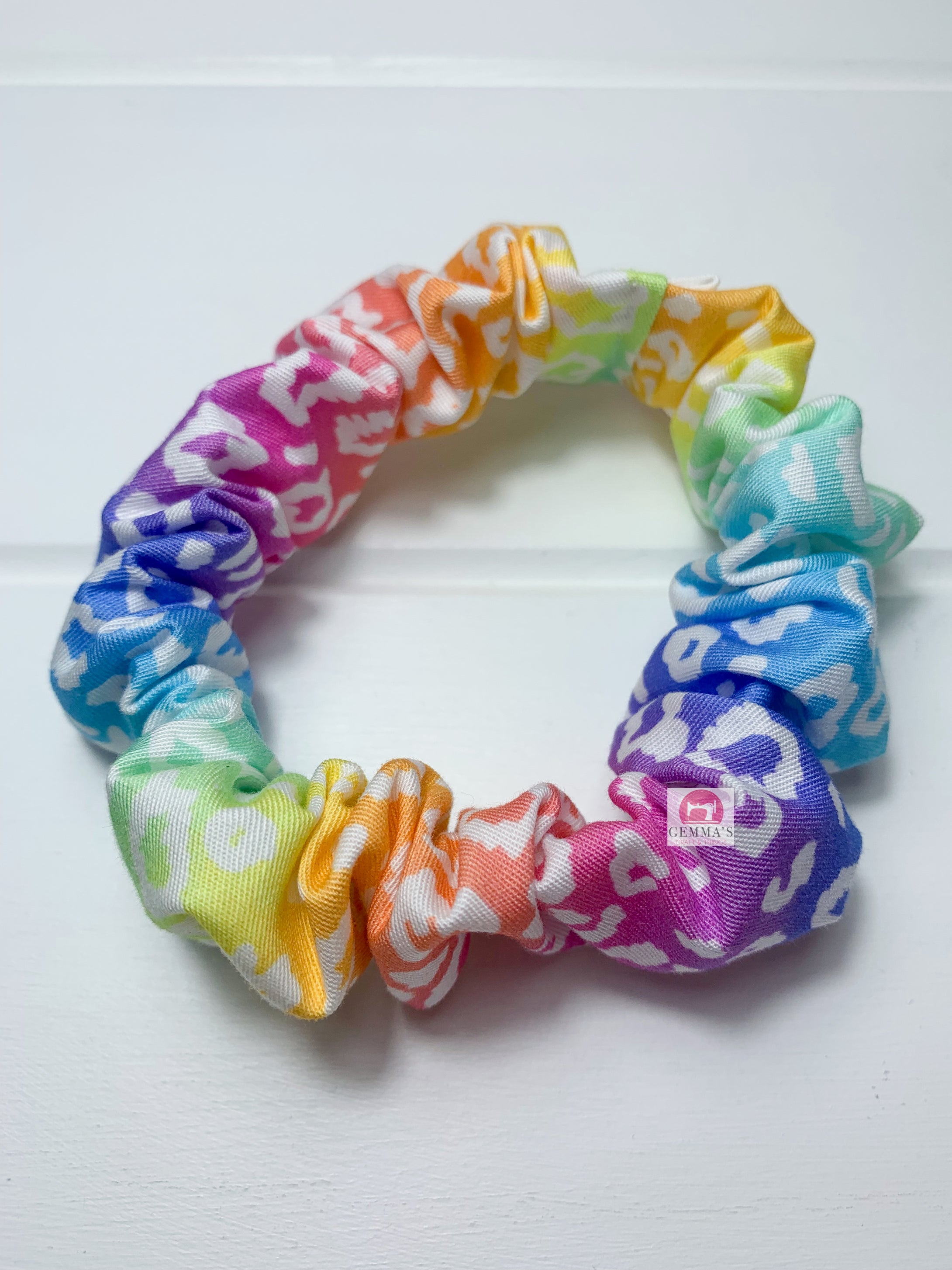 Rainbow Leopard Print Scrunchie