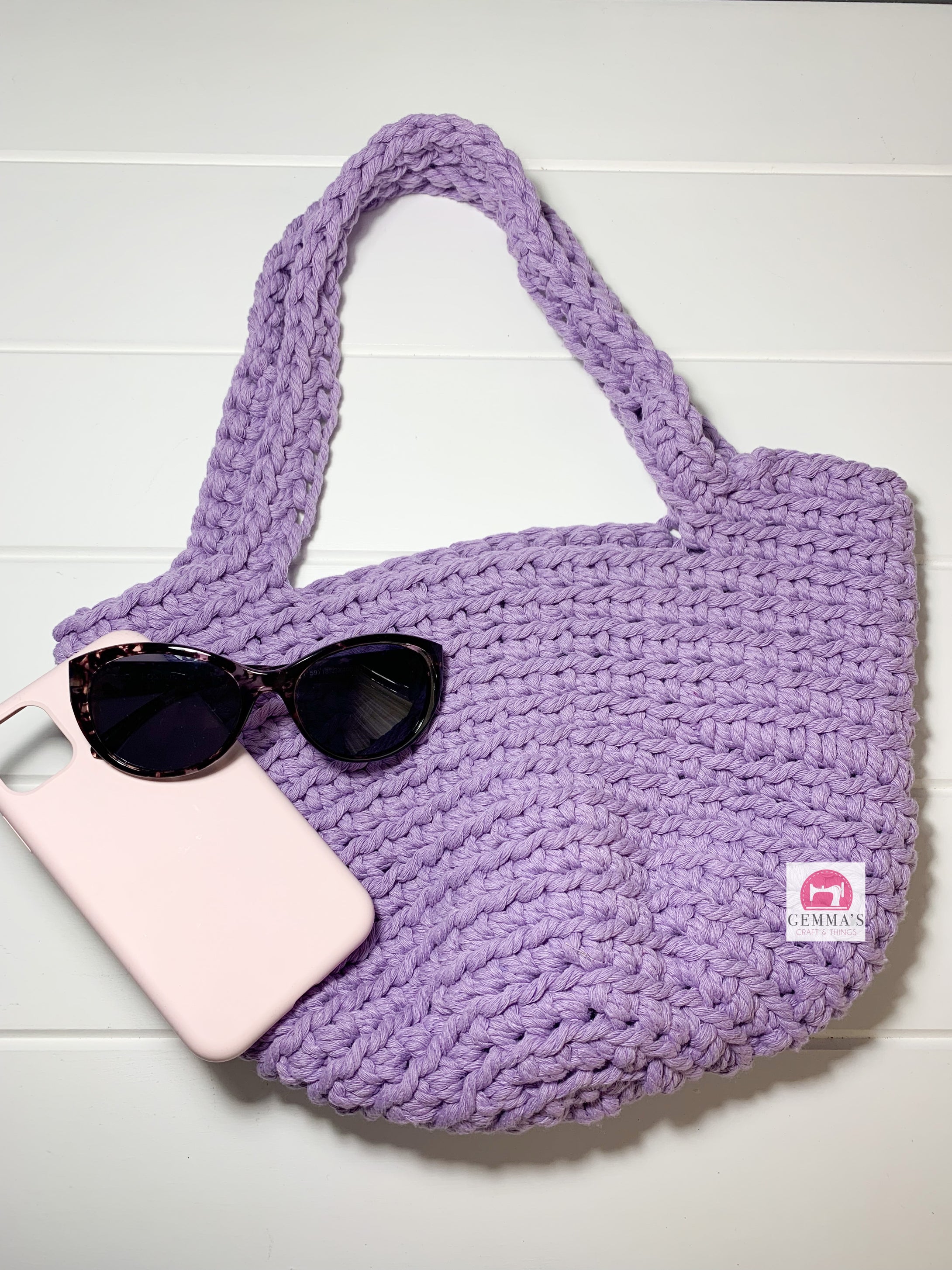 Purple Small Crochet Tote Bag