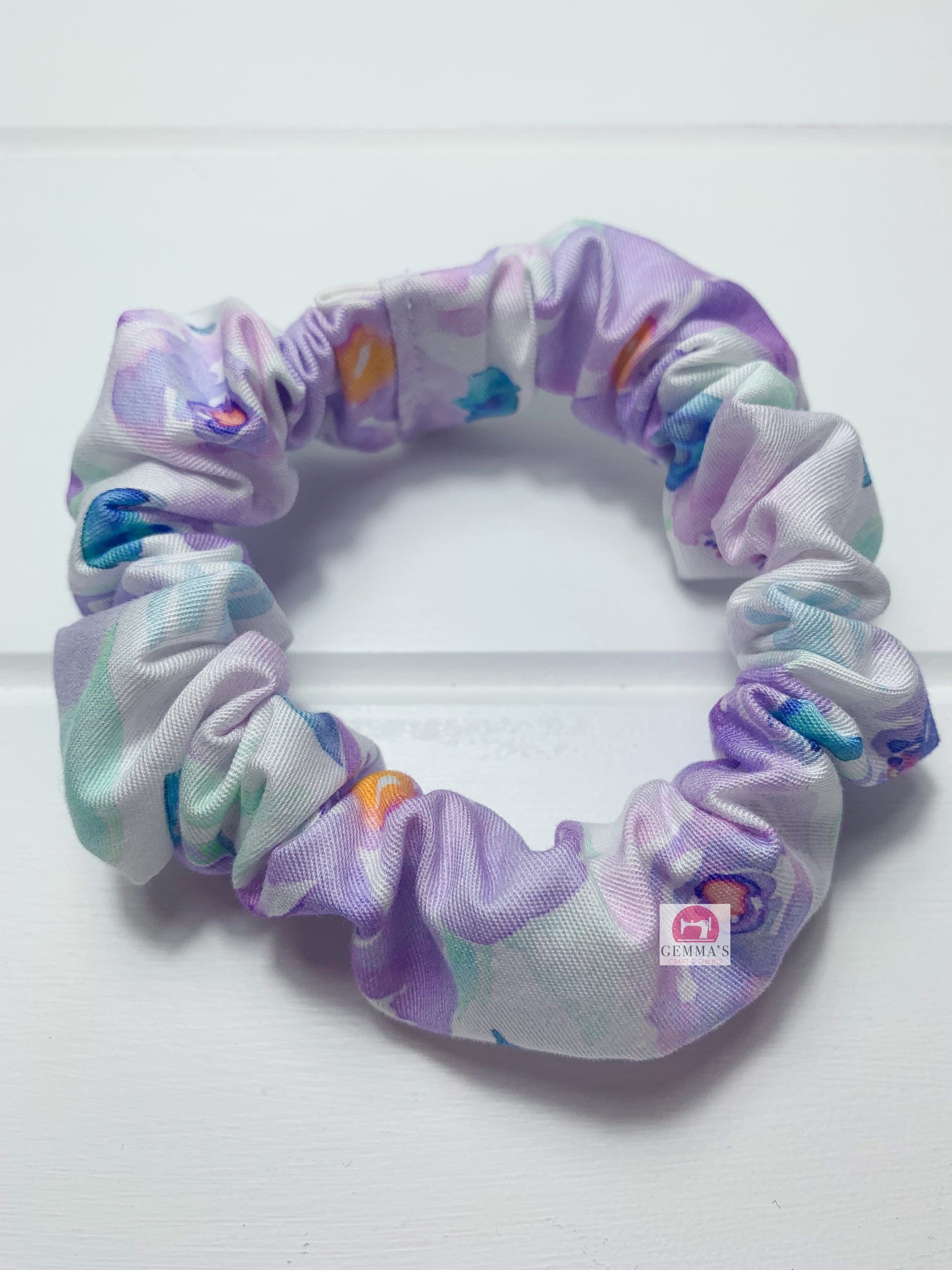 Purple Floral Scrunchie