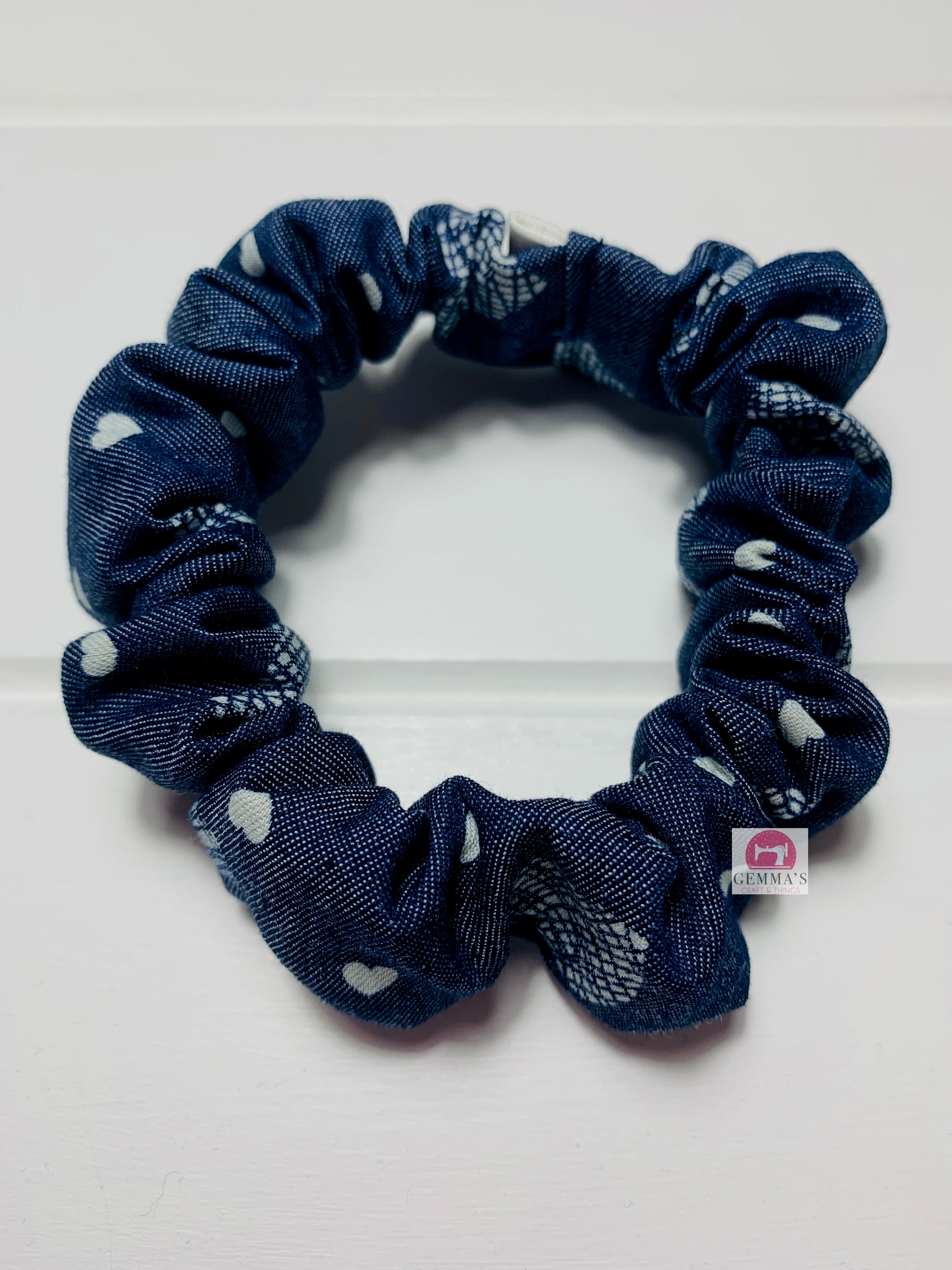 Heart Denim Scrunchie