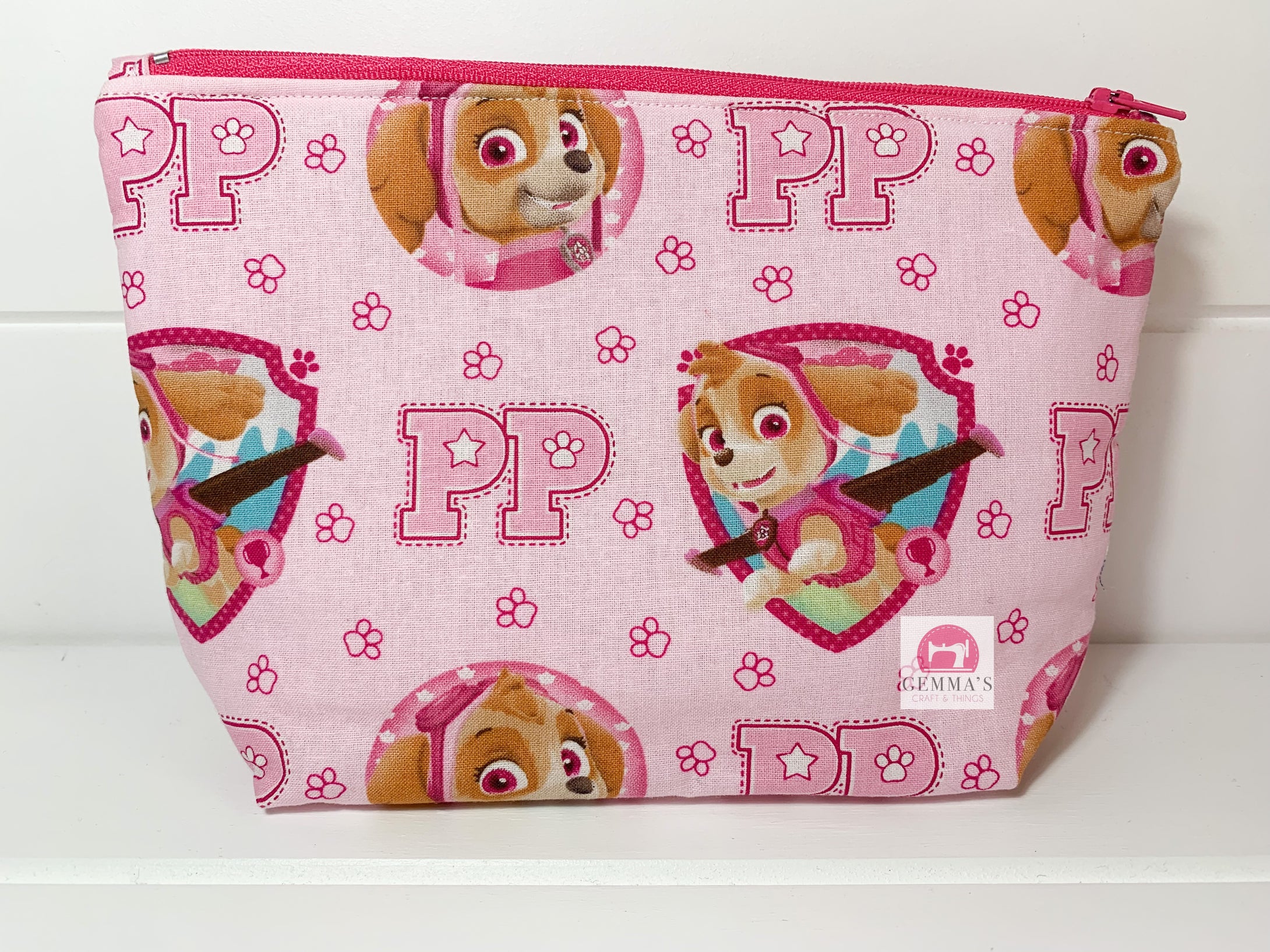 Pink Dog Zip Up Pouch