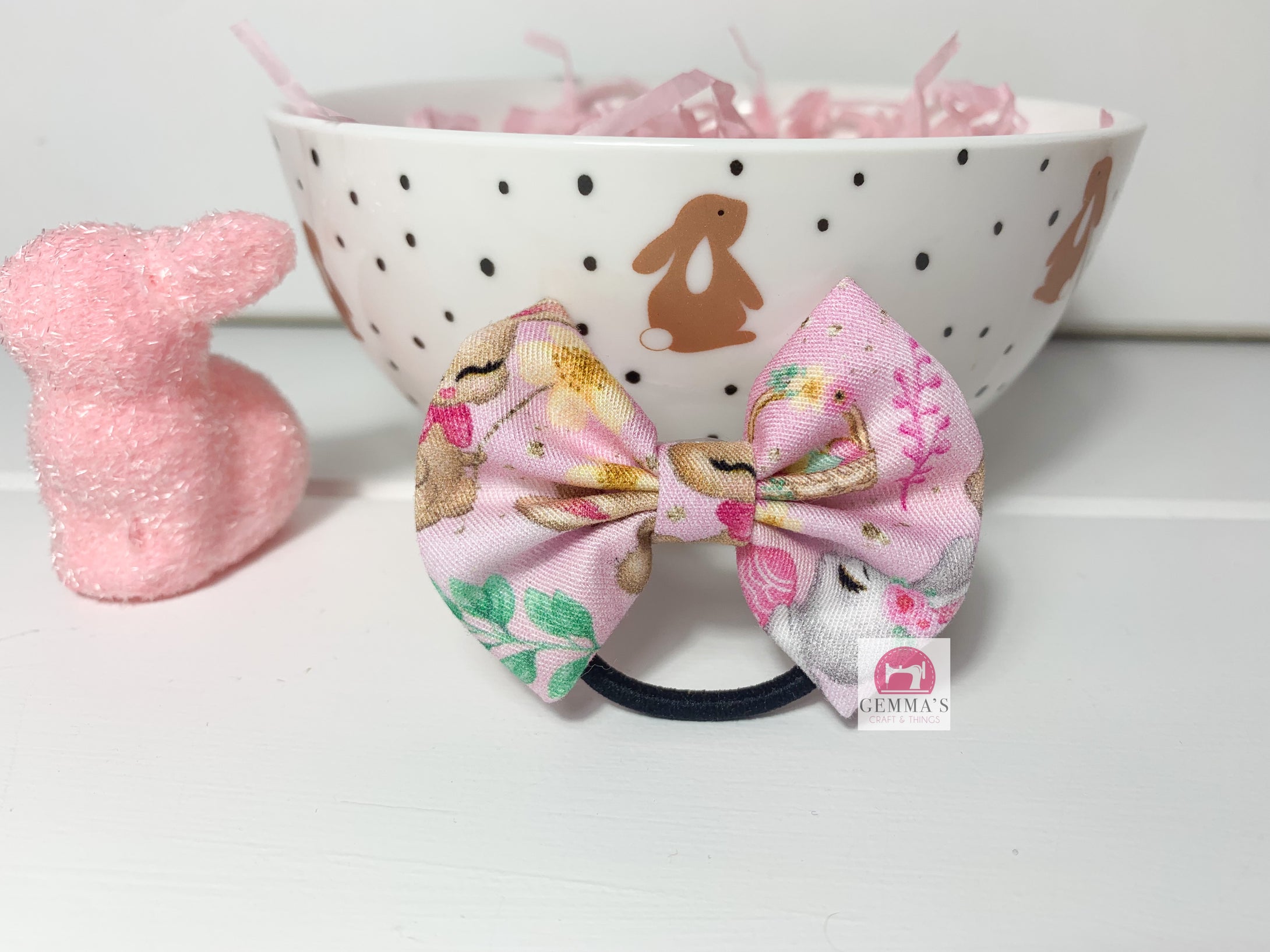 Pink Bunny Small Easter Bow